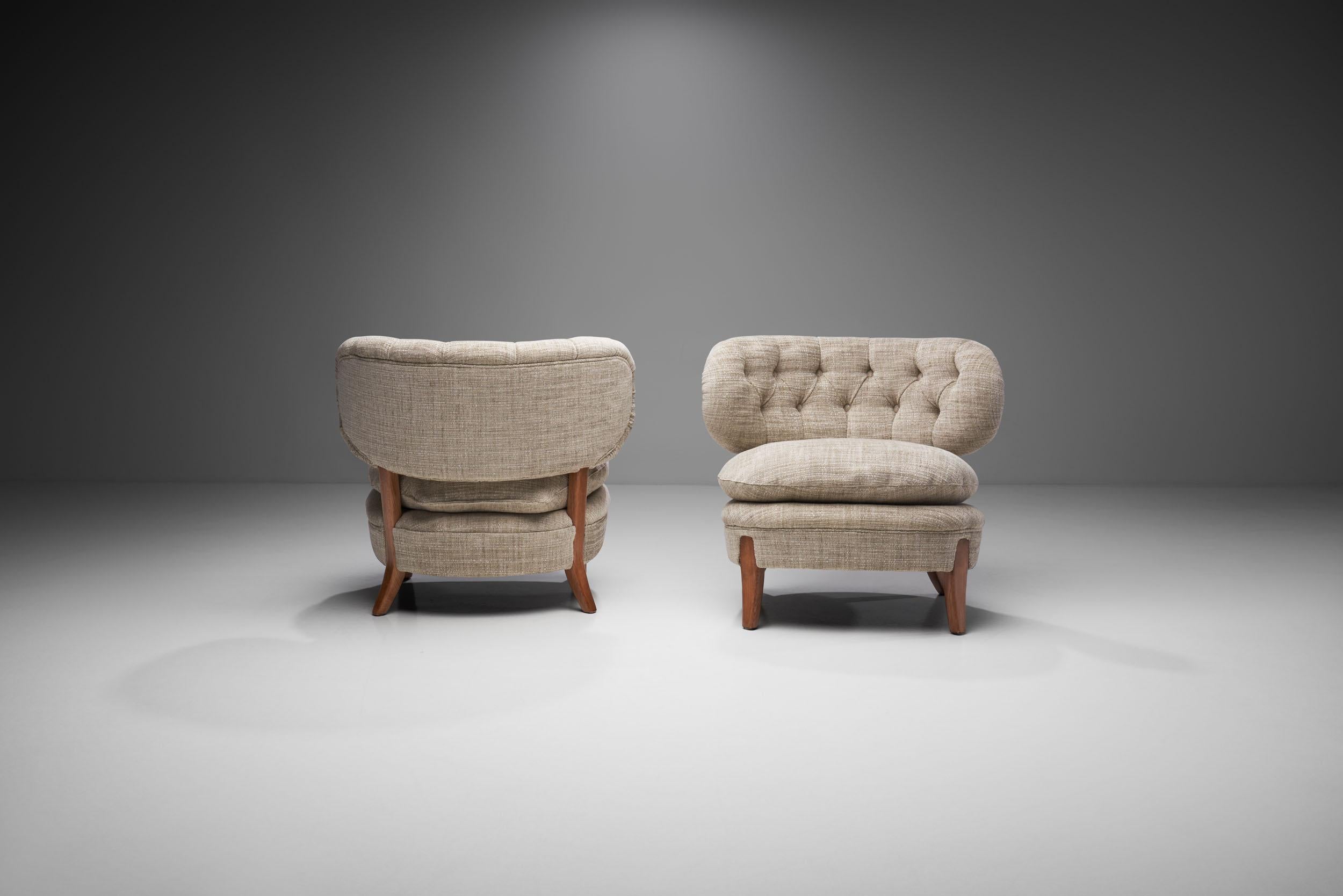 Swedish Pair of “Schulz” Lounge Chairs by Otto Schulz, Sweden, 1960s