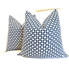 Pair of Schumacher “Betwixt” Indigo Pillows