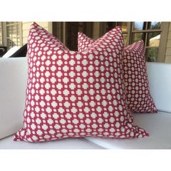 Pair of Schumacher “Betwixt” Magenta Pillows