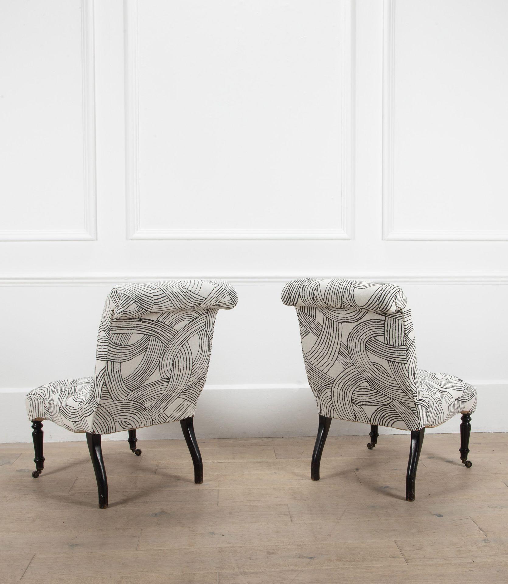 Upholstery Pair of 19th Century French Schumacher Freeform Napoleon III Side Chairs For Sale