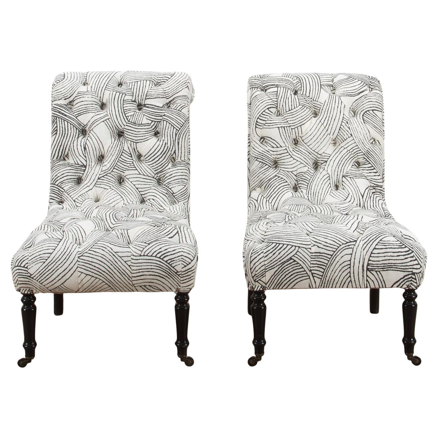 Pair of 19th Century French Schumacher Freeform Napoleon III Side Chairs For Sale