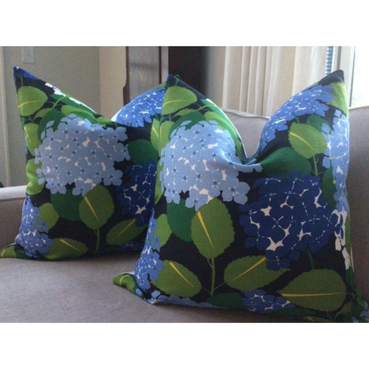 Americano Coppia di cuscini Schumacher Hydrangea di 22