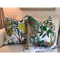 Pair of Schumacher Josef Frank Citrus Garden Down-Filled Pillows