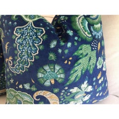 Pair of Schumacher "Majorelle" Velvet in Blue Down-Filled Pillows