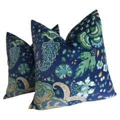 Coppia di cuscini Schumacher "Majorelle" in velluto blu con imbottitura in piuma d
oca