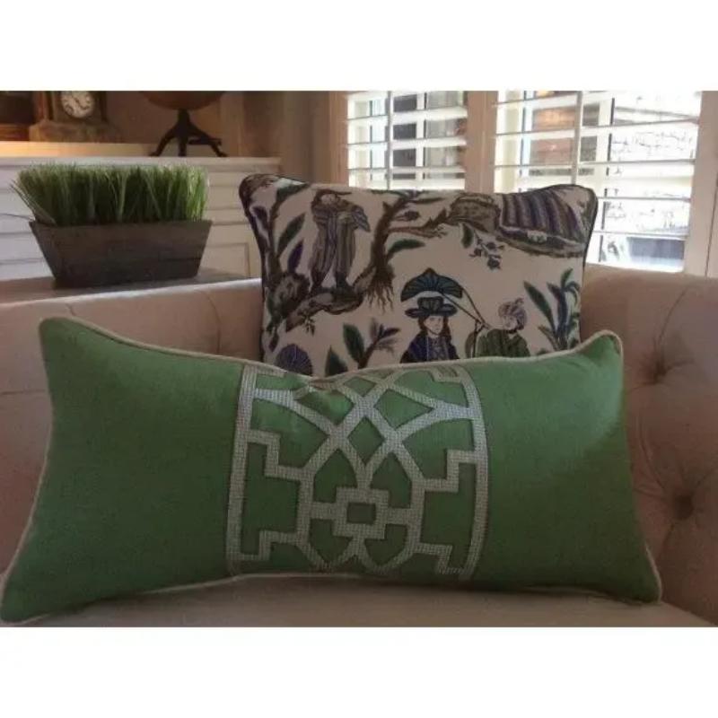 Americano Coppia di cuscini lombari in lino verde Mary McDonald's 