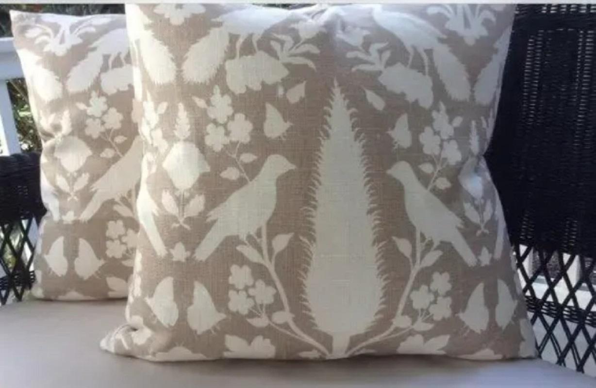 Americano Coppia di cuscini Schumacher in lino 