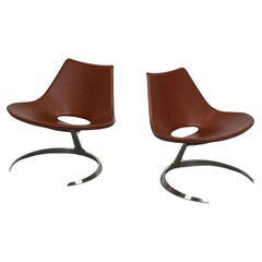 Pair of "Scimitar" Lounge Chairs by Preben Fabricius and Jørgen Kastholm