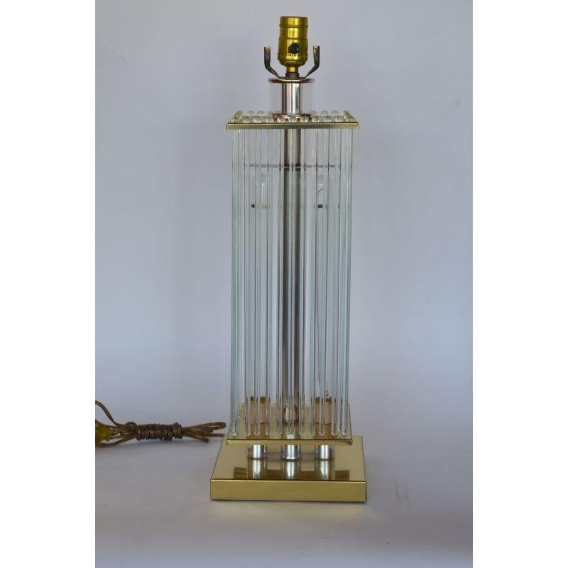 Pair of Sciolari Brass and Glass Rod Table Lamps In Good Condition For Sale In Los Angeles, CA