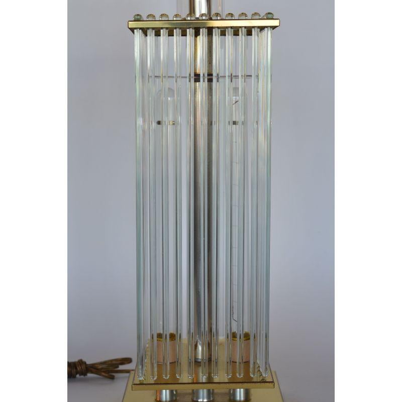 Pair of Sciolari Brass and Glass Rod Table Lamps For Sale 1