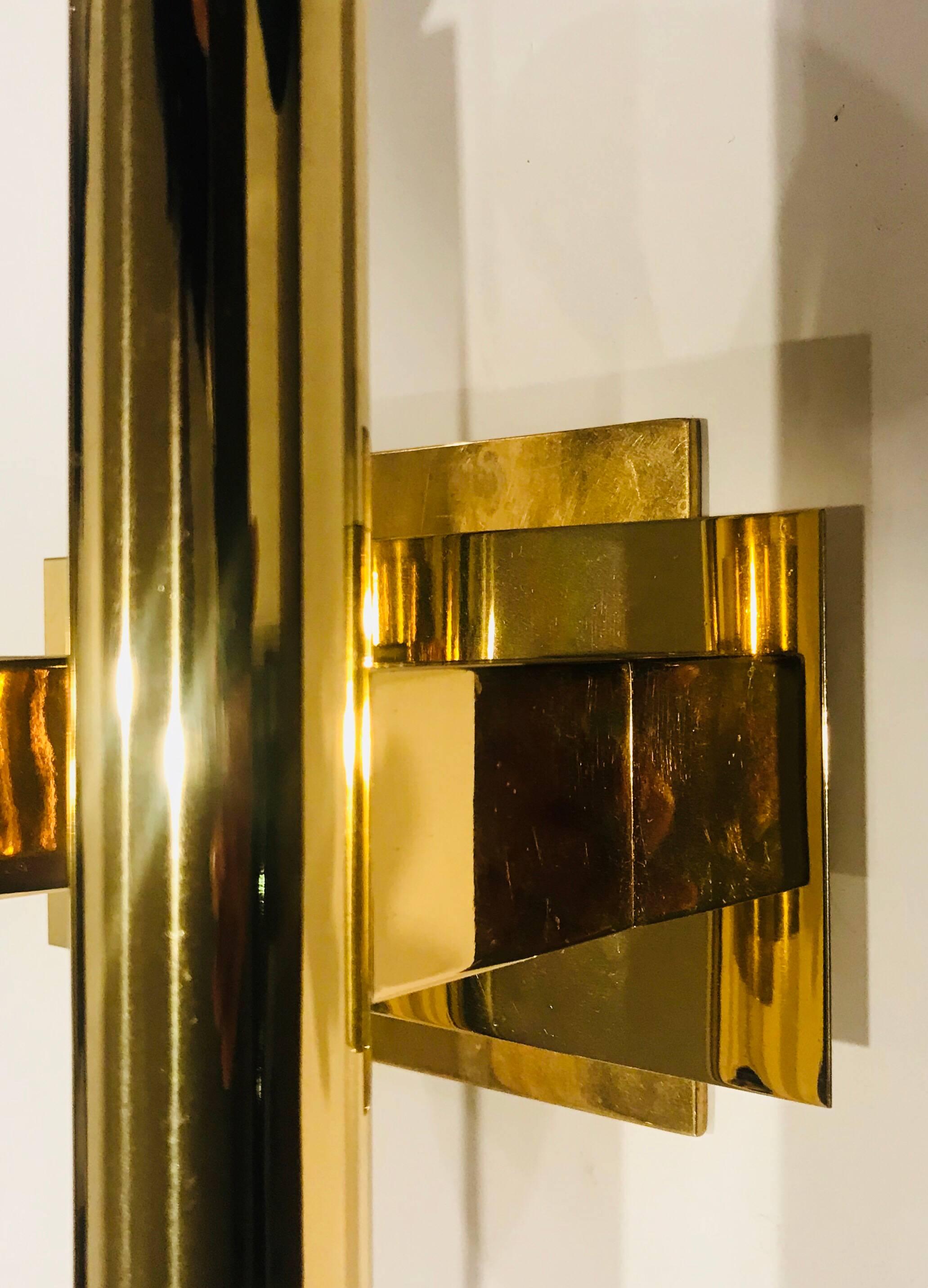 Brass Pair of Sciolari Golden 1960s Wall Lights