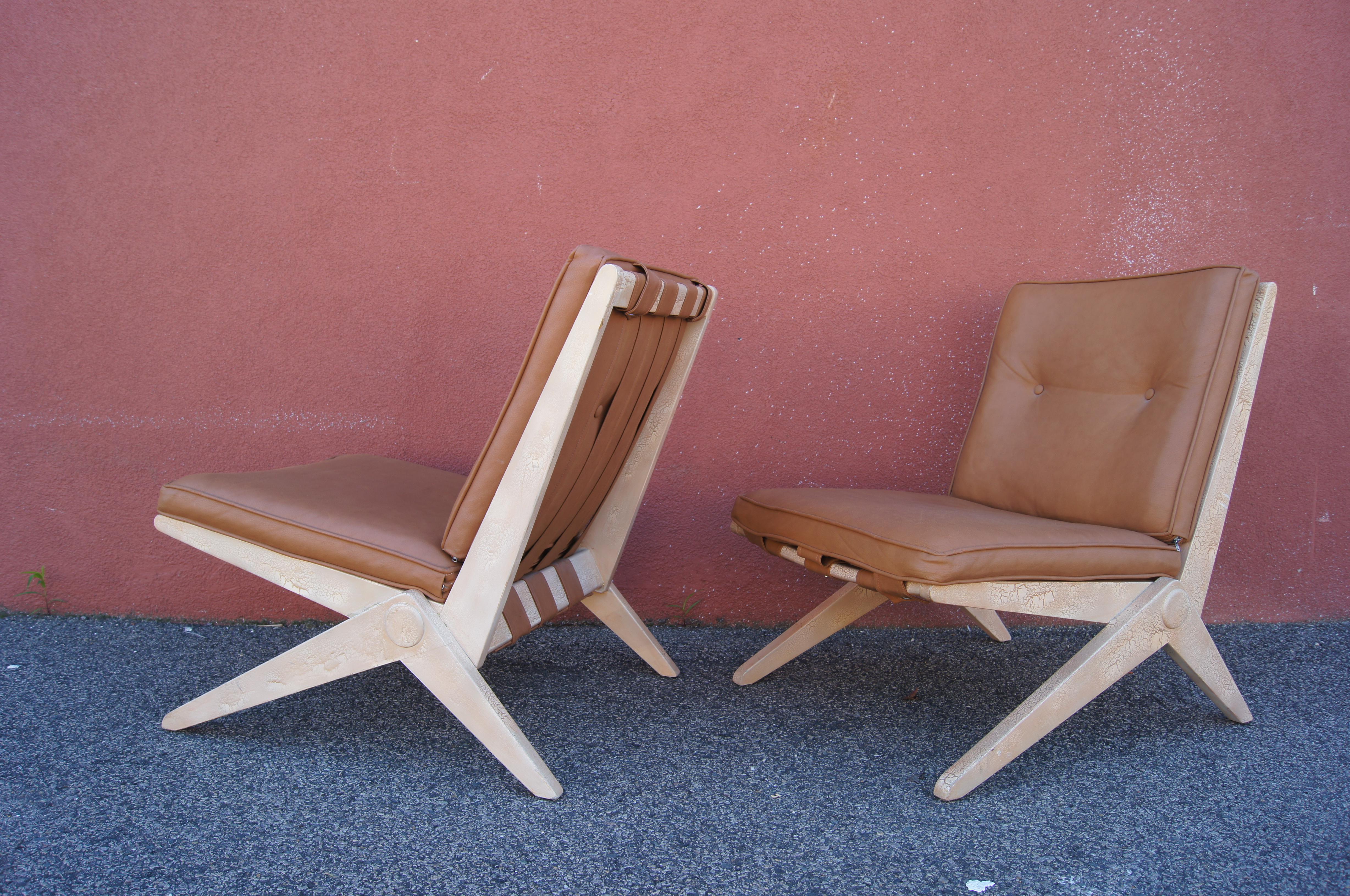 Mid-Century Modern Pair of Scissor Chairs, Model 92, by Pierre Jeanneret for Knoll