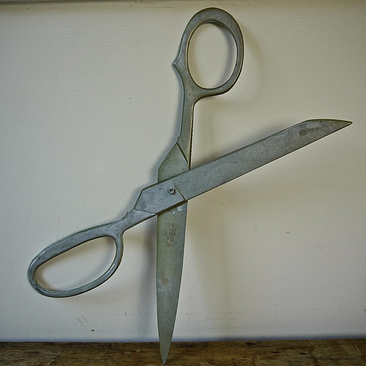 Folk Art Pair of Scissors Shop Sign French, circa 1950s For Sale
