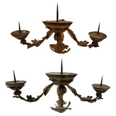 Antique Pair of Sconces, 3 Arm, 18th Century