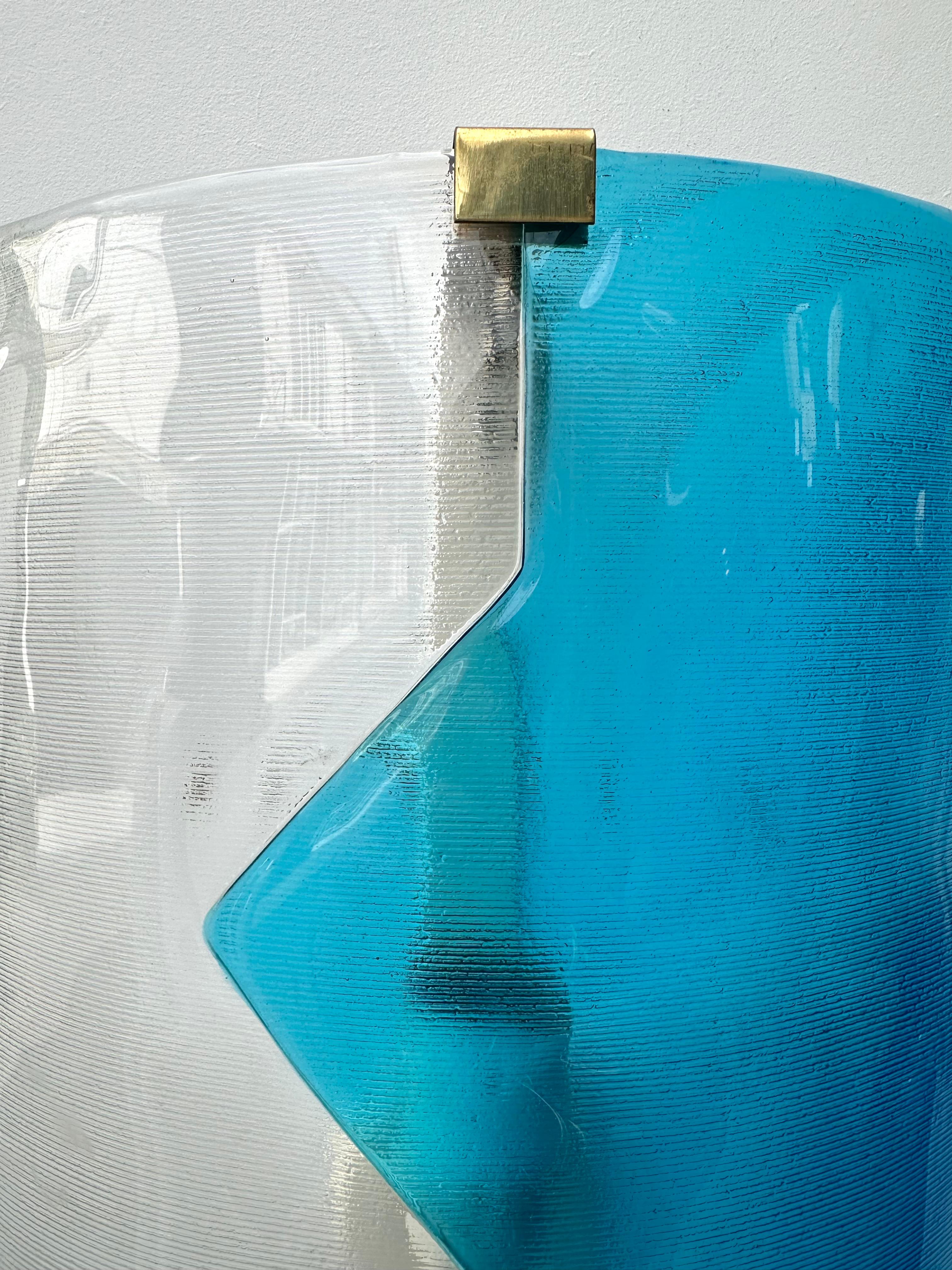 Pair of Sconces Blue Murano Glass by I TRE, Italy, 1970s en venta 4
