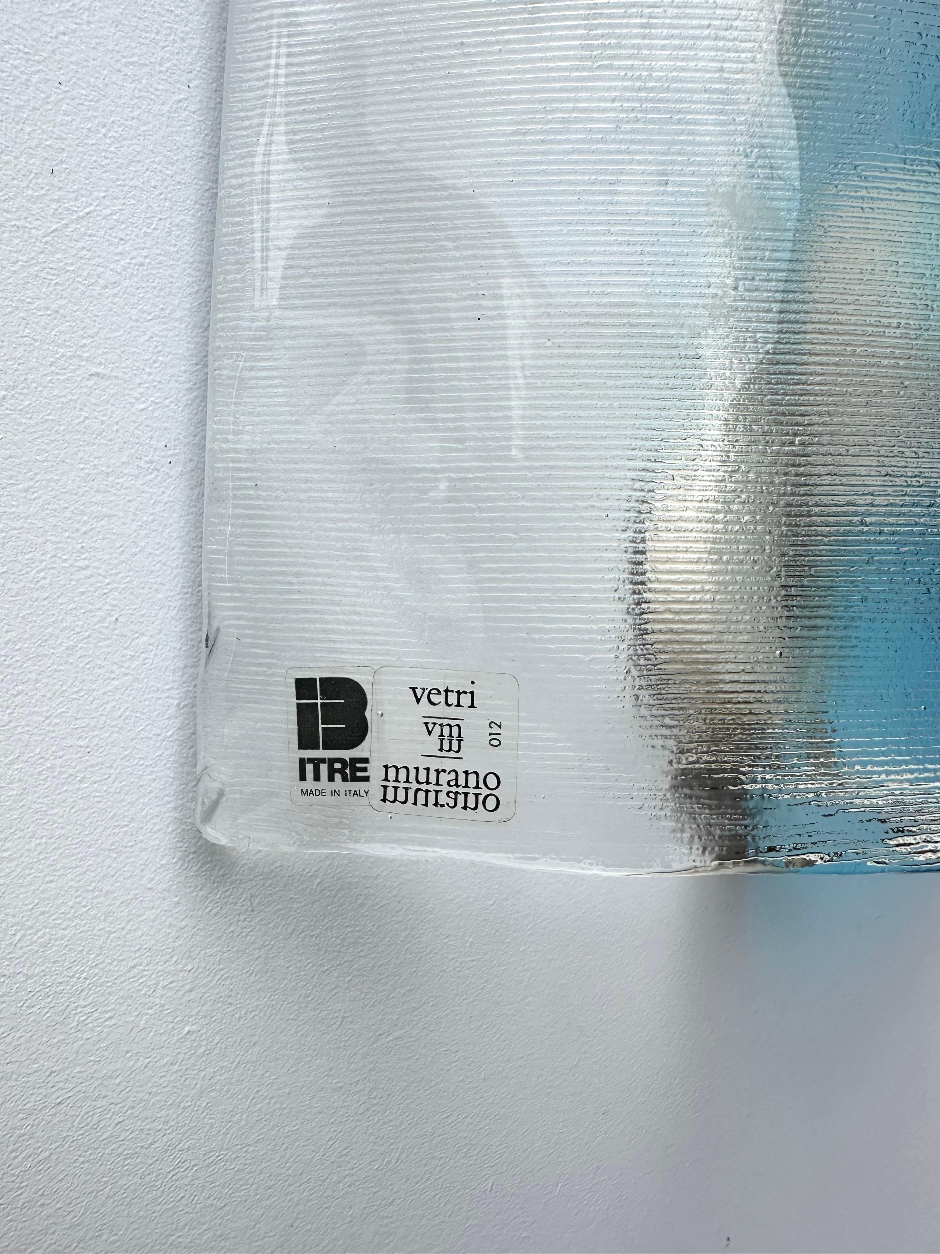 Pair of Sconces Blue Murano Glass by I TRE, Italy, 1970s en venta 1
