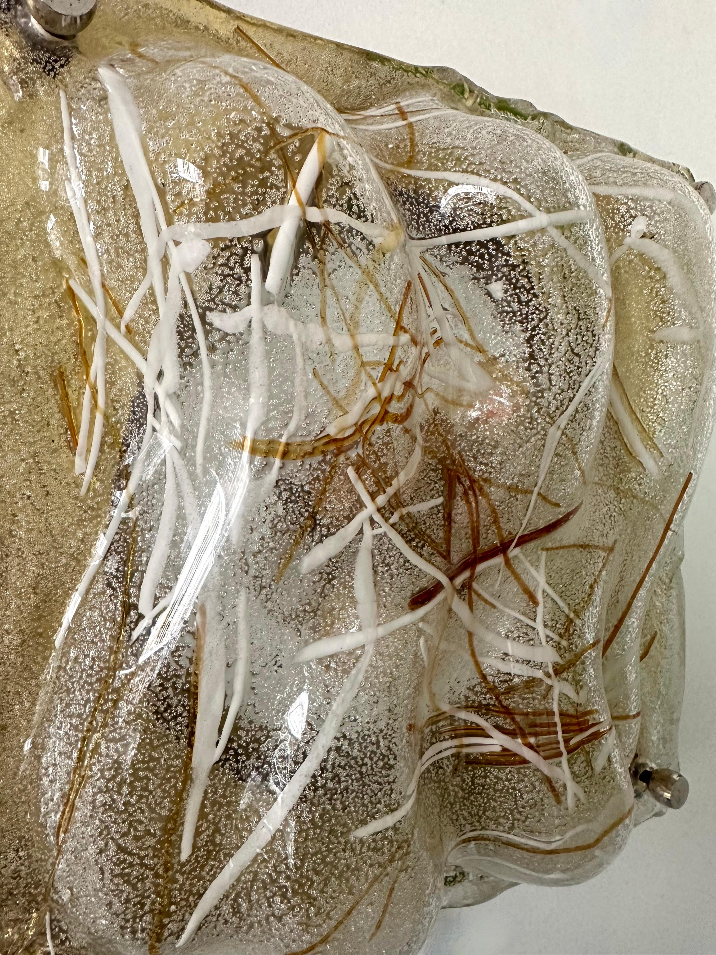 Métal Paire d'appliques en verre de Murano et laiton. Italie, 1970 en vente