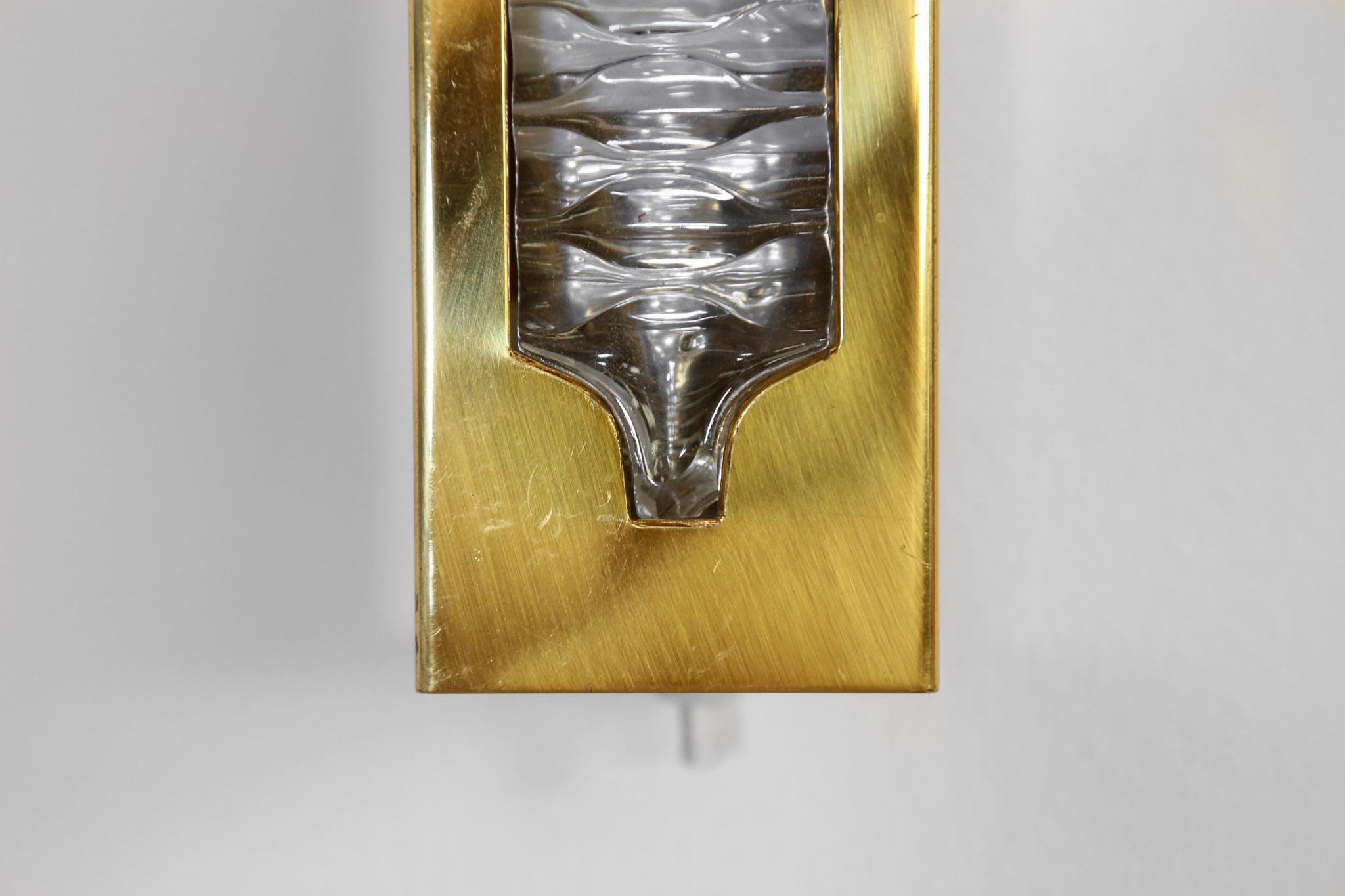Pair of Sconces, Brass and Glass, 1960s 7