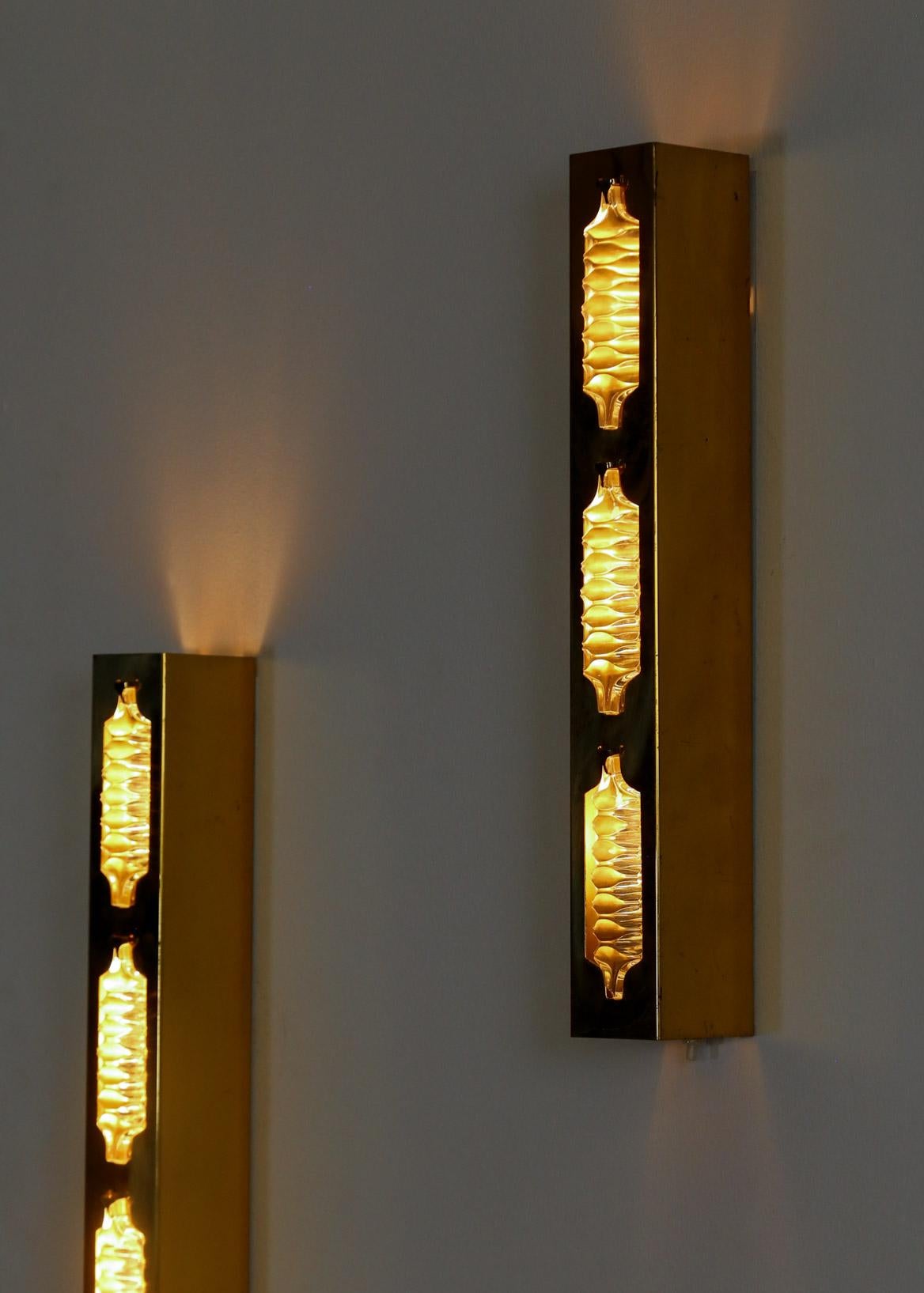 Pair of Sconces, Brass and Glass, 1960s 3