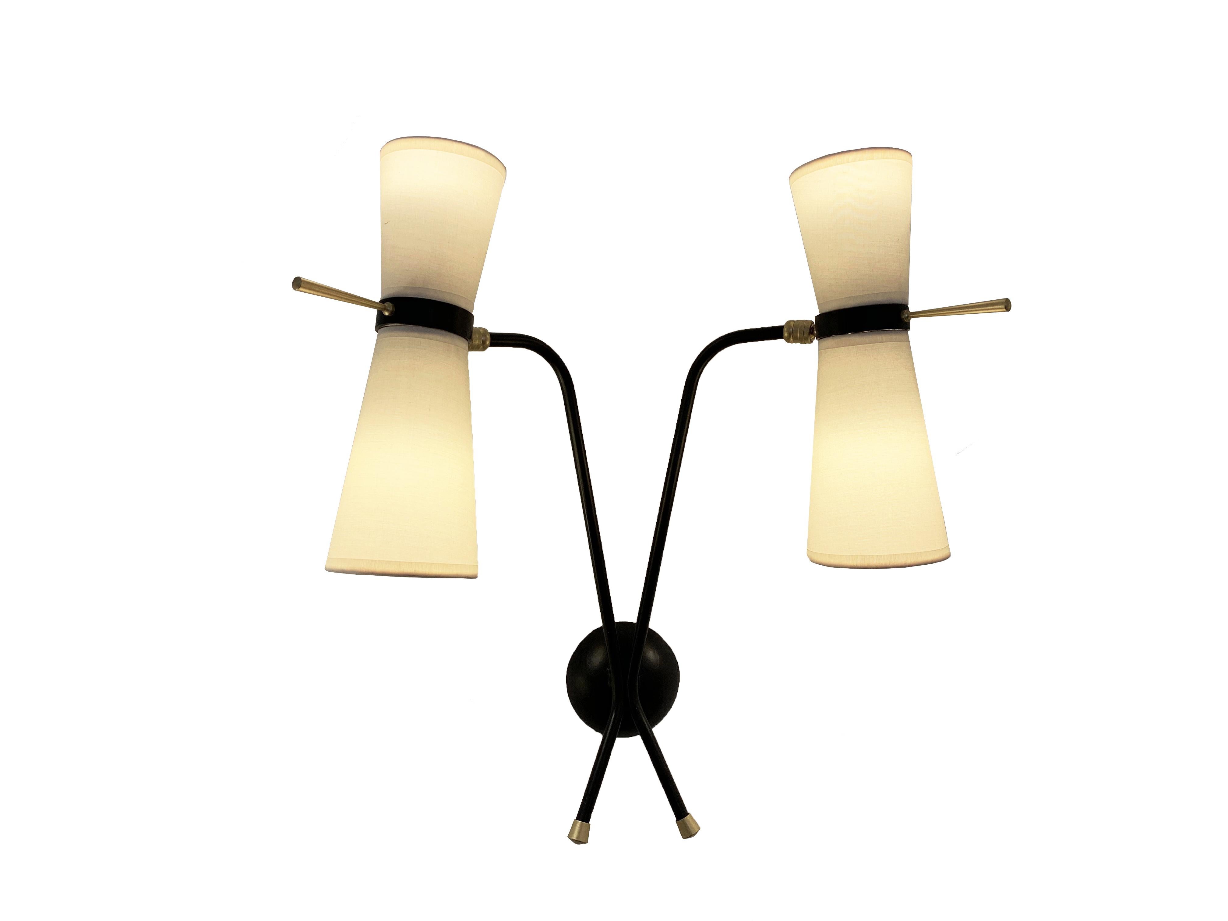 Pair of sconces by Arlus, 1950-1960
 metal and brass.