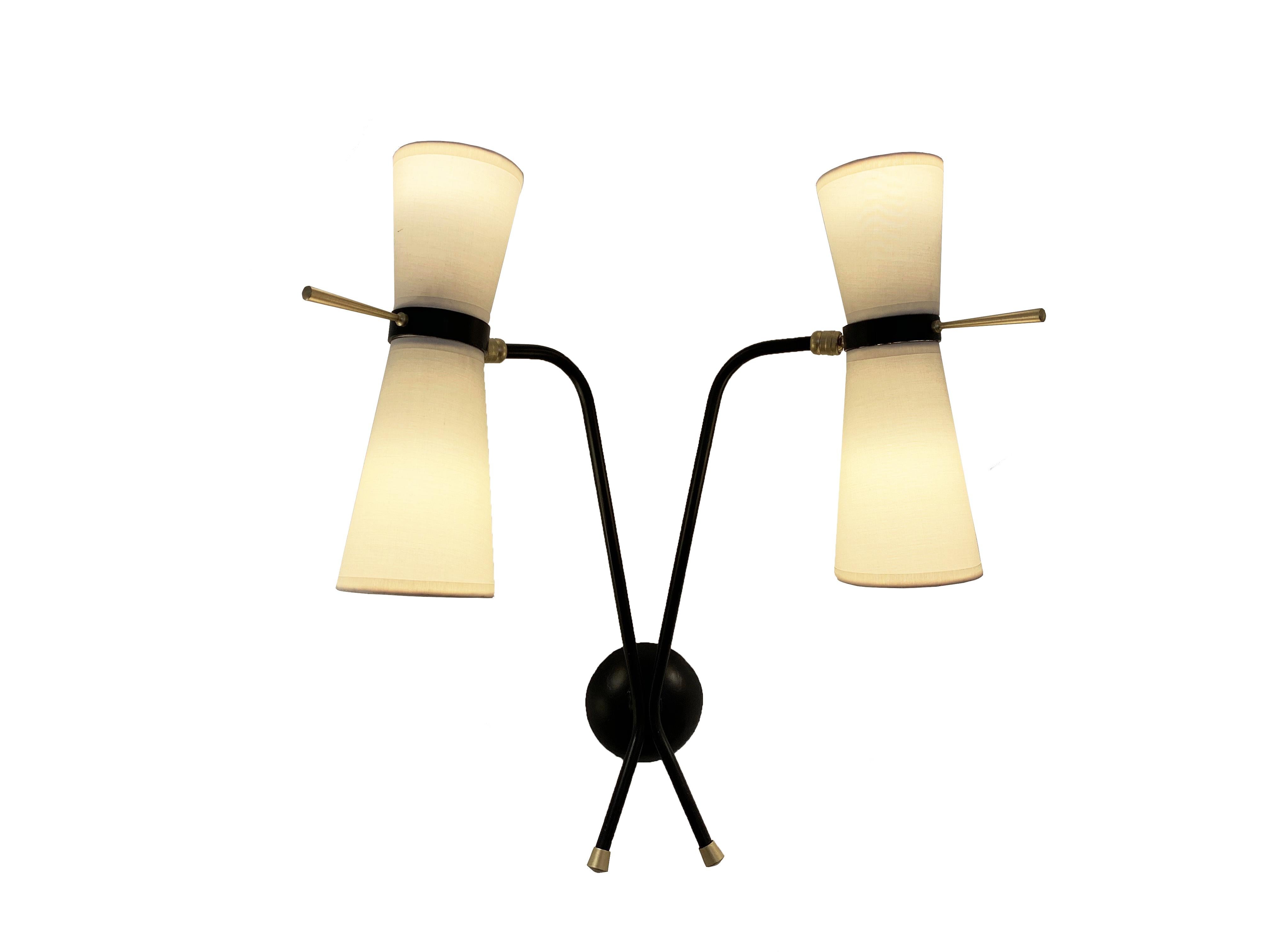 Metal Pair of Sconces by Arlus, 1950-1960