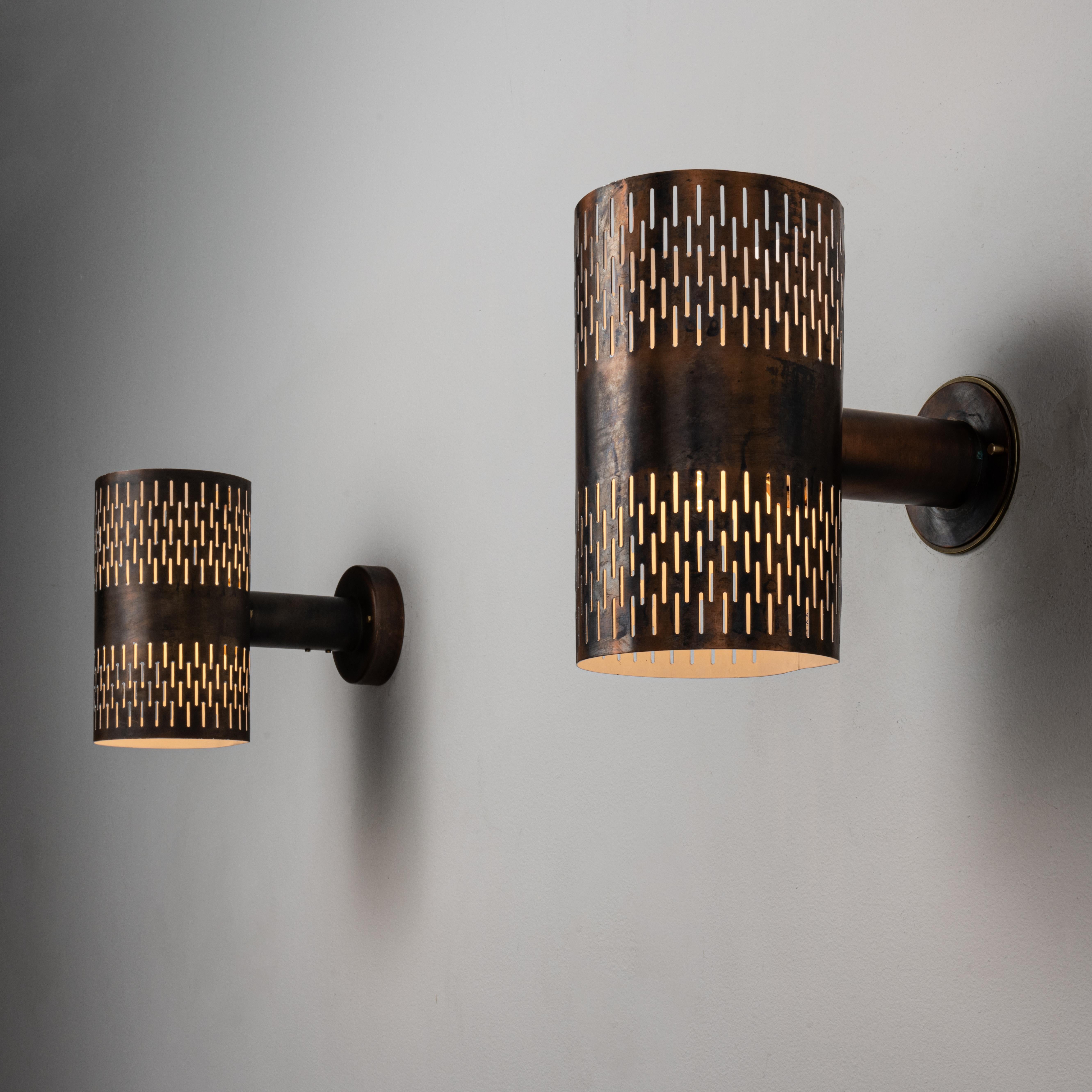 Pair of Sconces by Hans Bergstrom for Ateljé Lyktan. Designed and manufactured in Sweden, circa 1960's. Copper, Rewired for U.S. standards. We recommend one E27 100w maximum bulb per fixture. Bulbs not included.