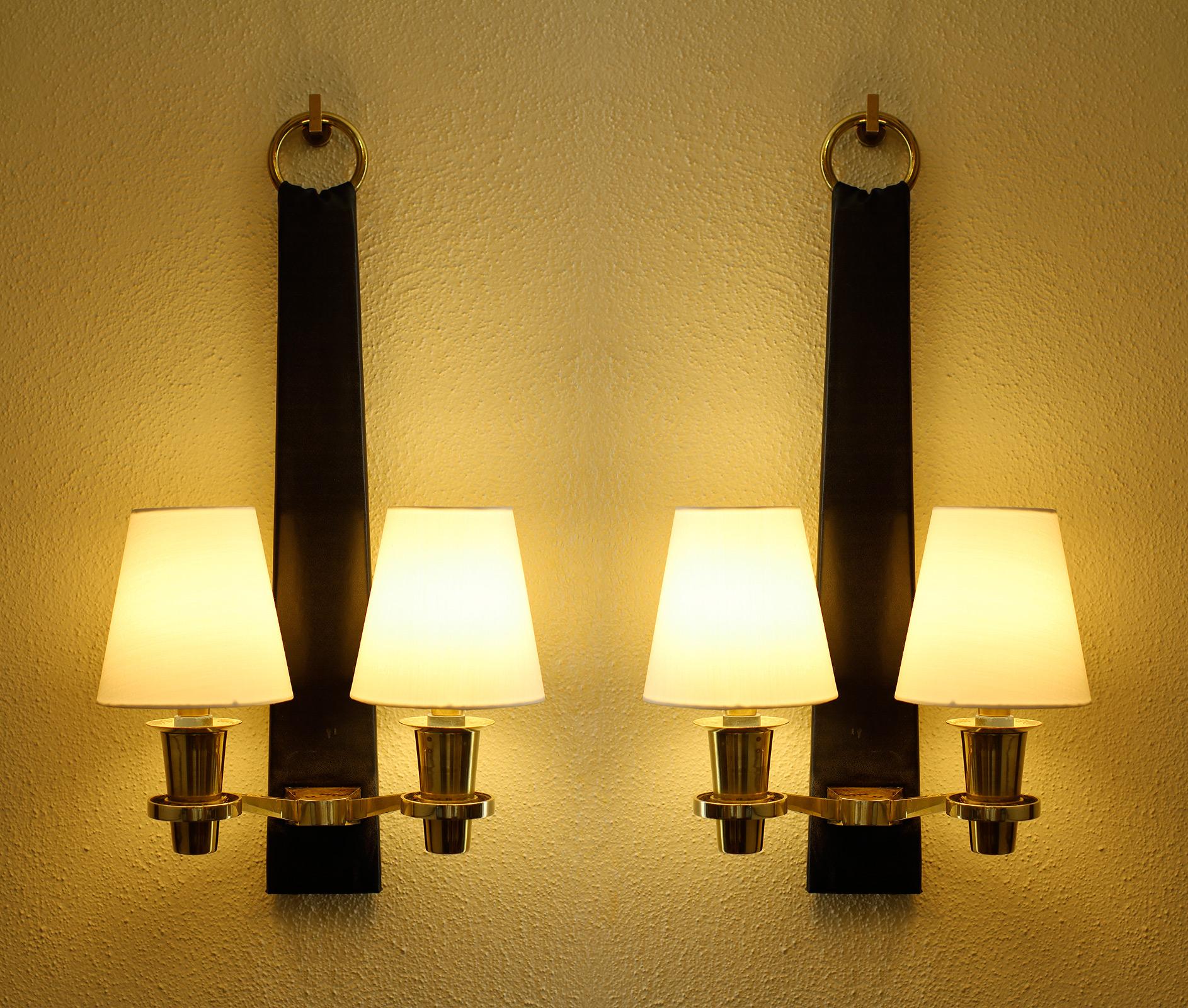 French Blasset & Guggiari Pair of Sconces France 1957