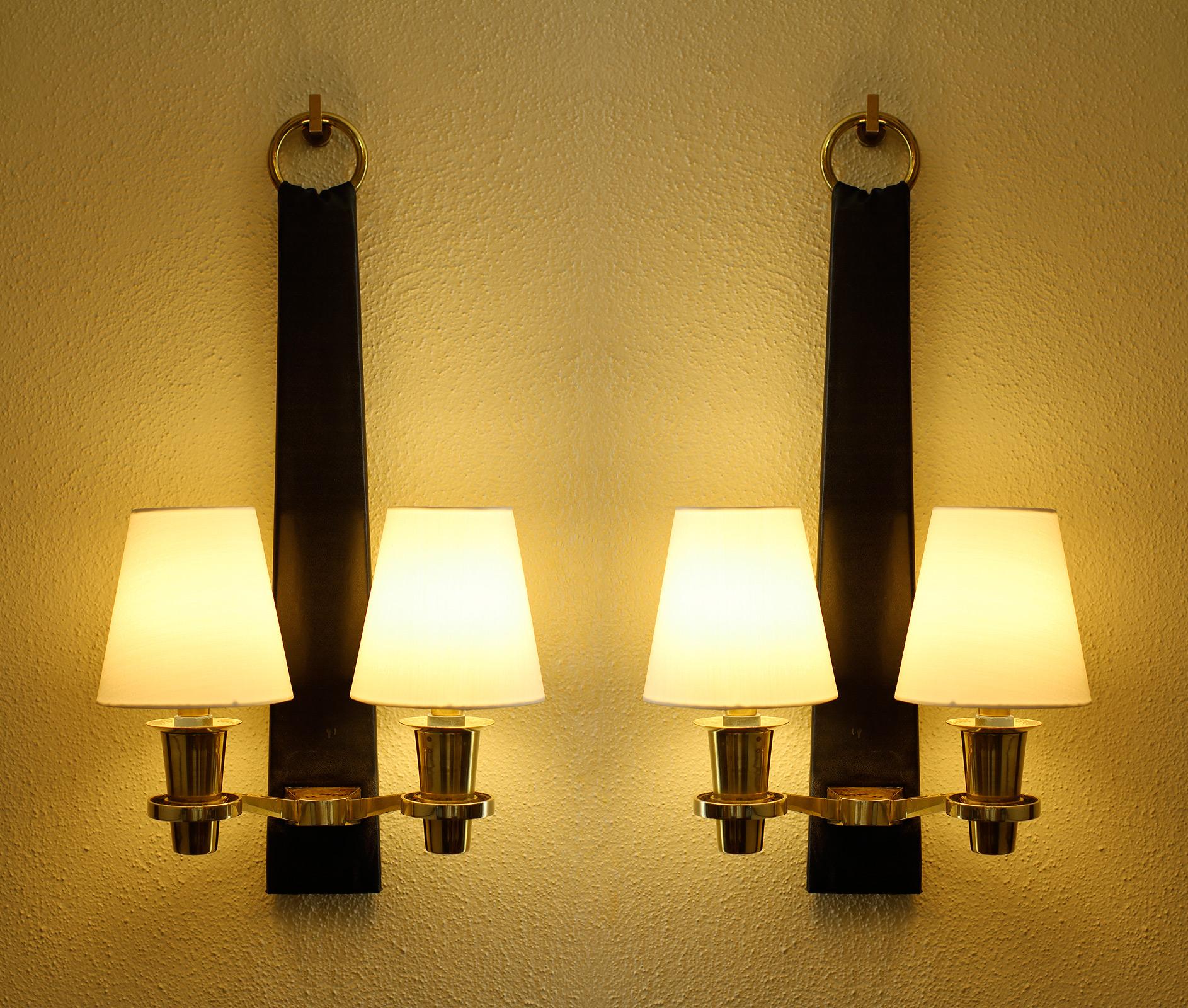 French Blasset & Guggiari Pair of Sconces France 1957 For Sale