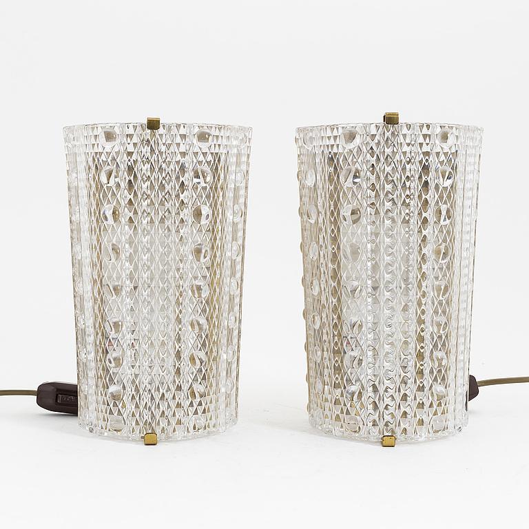 Scandinavian Modern Pair of Sconces by Carl Fagerlund for Orrefors Glass and Brass, Sweden, 1960 For Sale