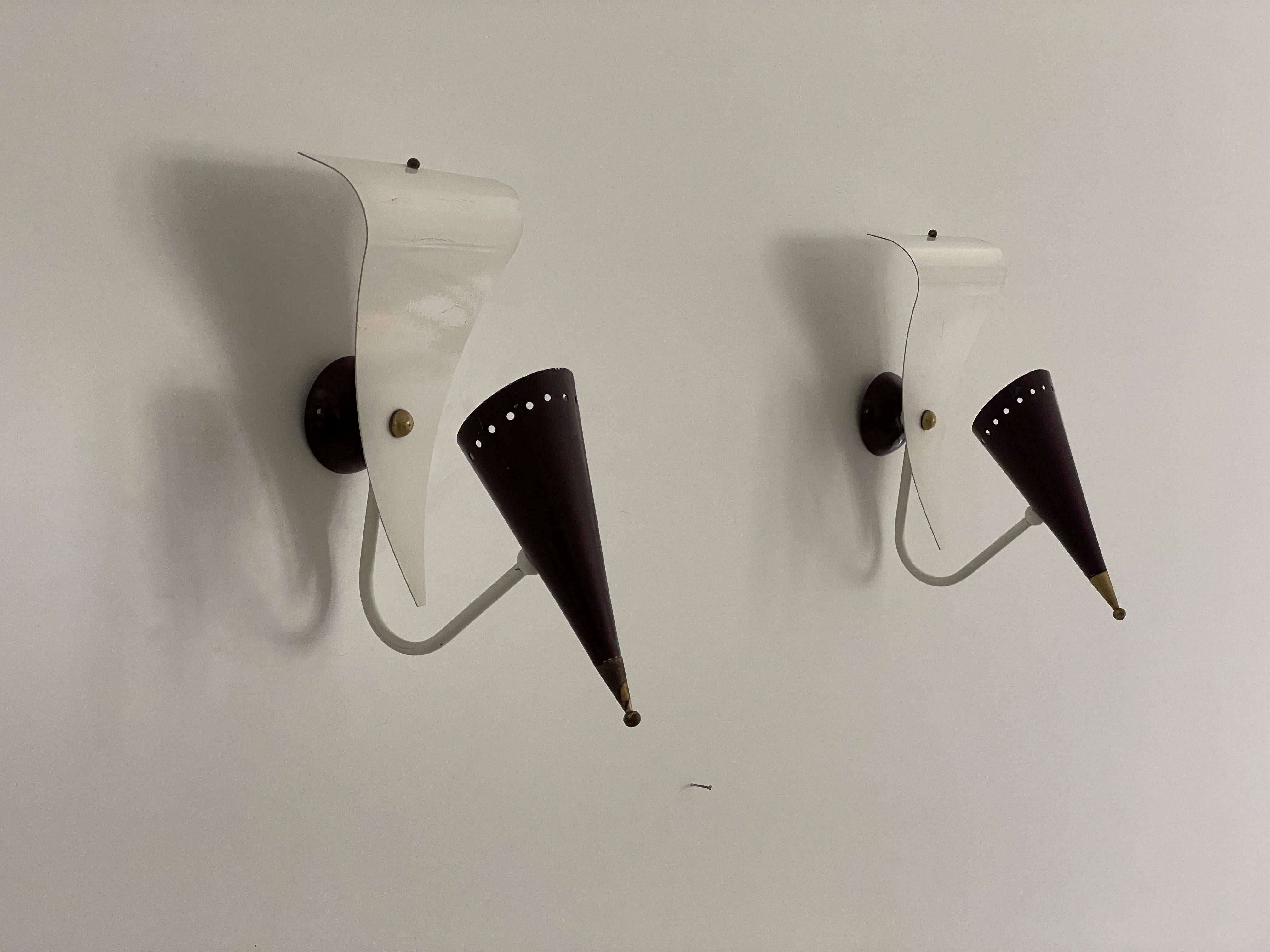 Mid-Century Modern Paire d'appliques par Gilardi & Barzaghi, années 1950, Italie en vente