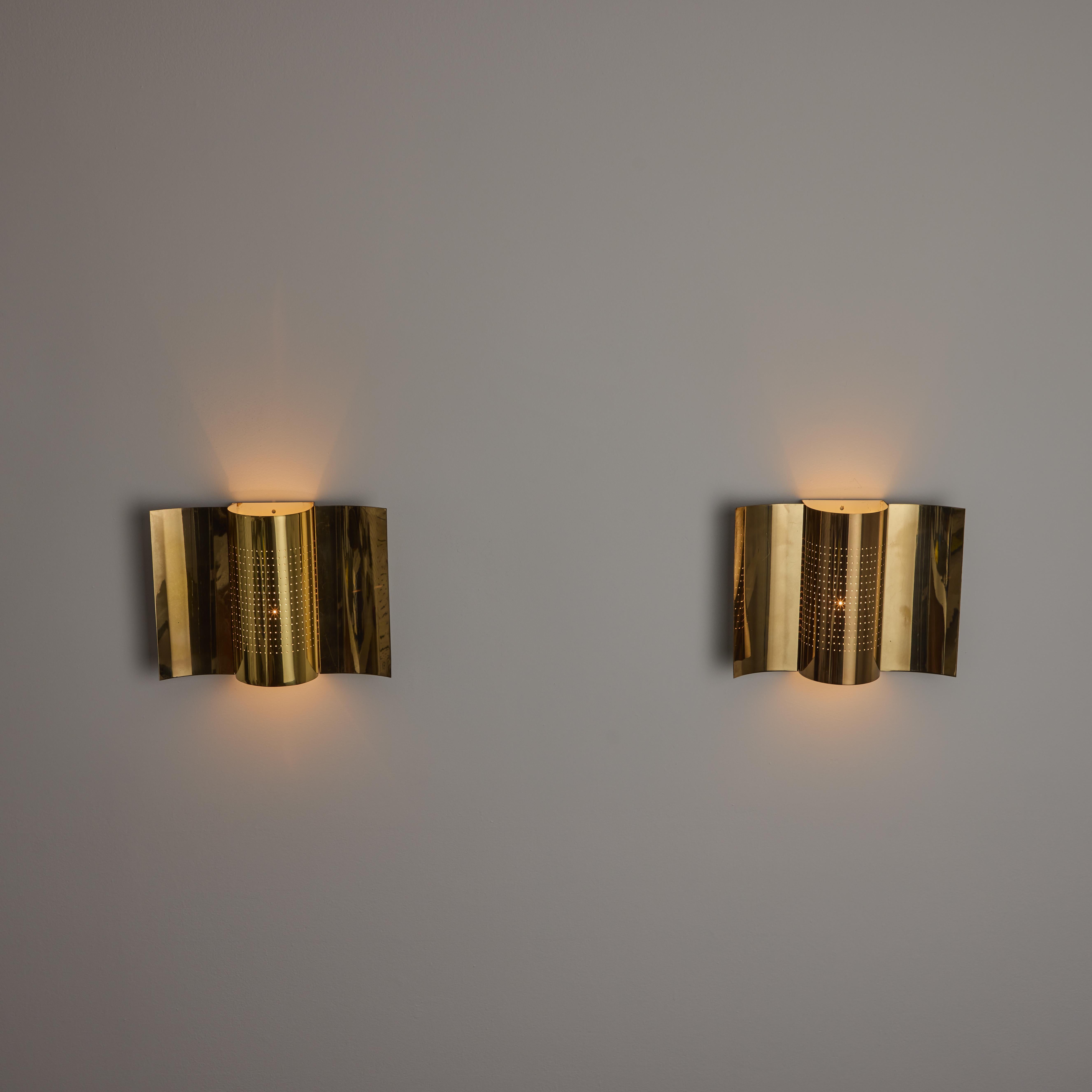 Brass Pair of Sconces by Haga Belysning For Sale