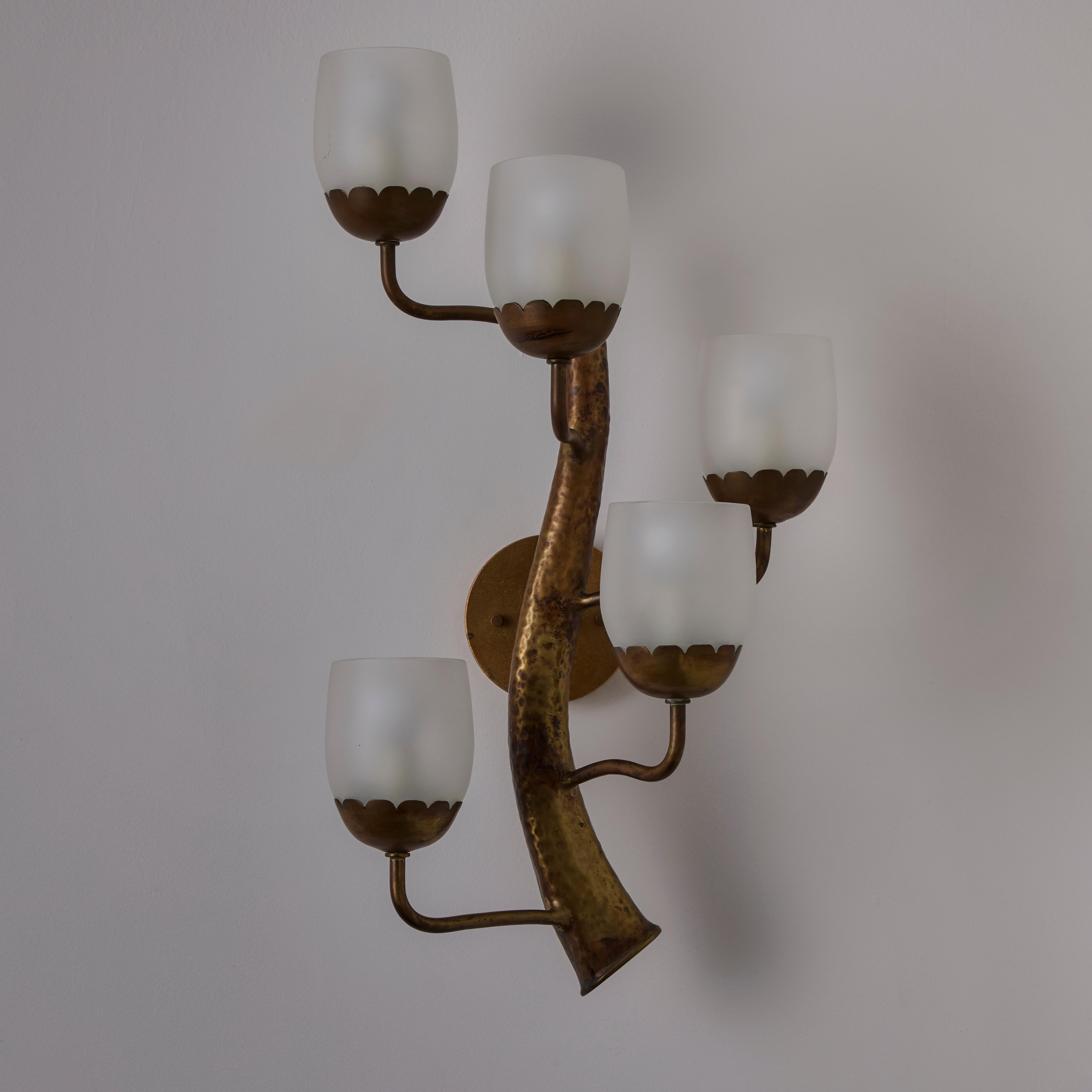 Sandblasted Pair of Sconces by Luigi Fontana For Sale
