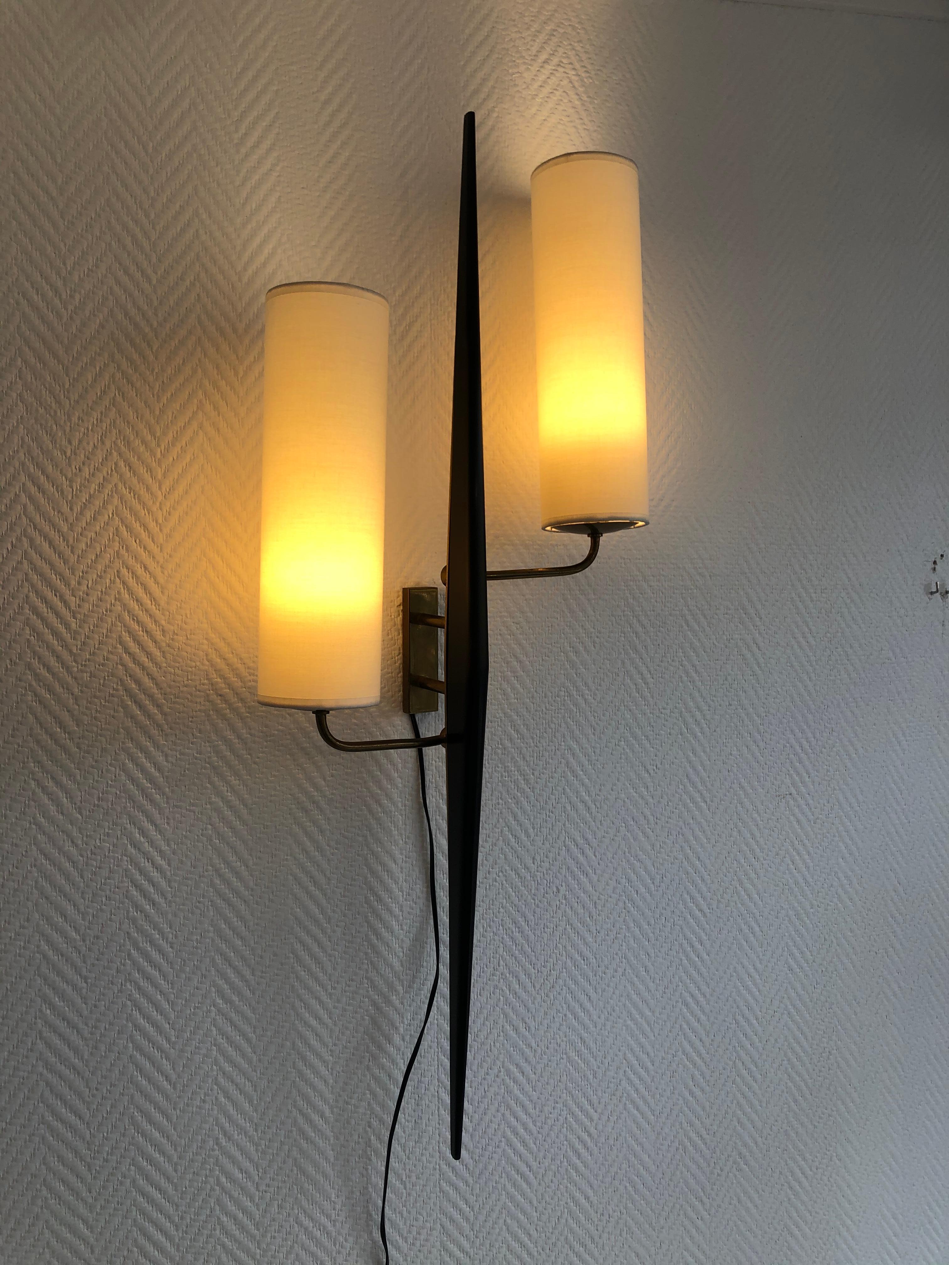 Mid-Century Modern Pair of Sconces by Maison Lunel, 1950 For Sale