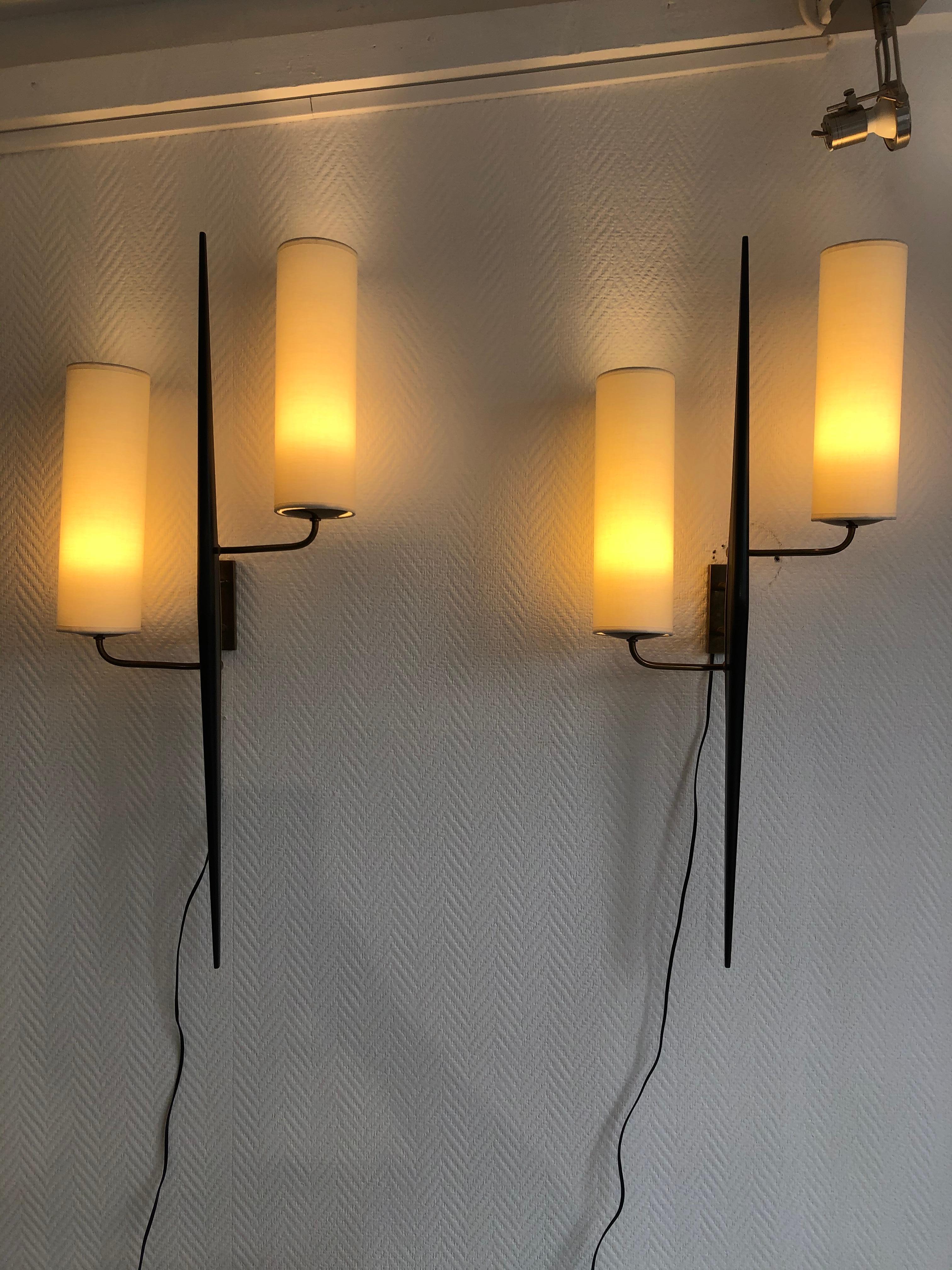 French Pair of Sconces by Maison Lunel, 1950 For Sale