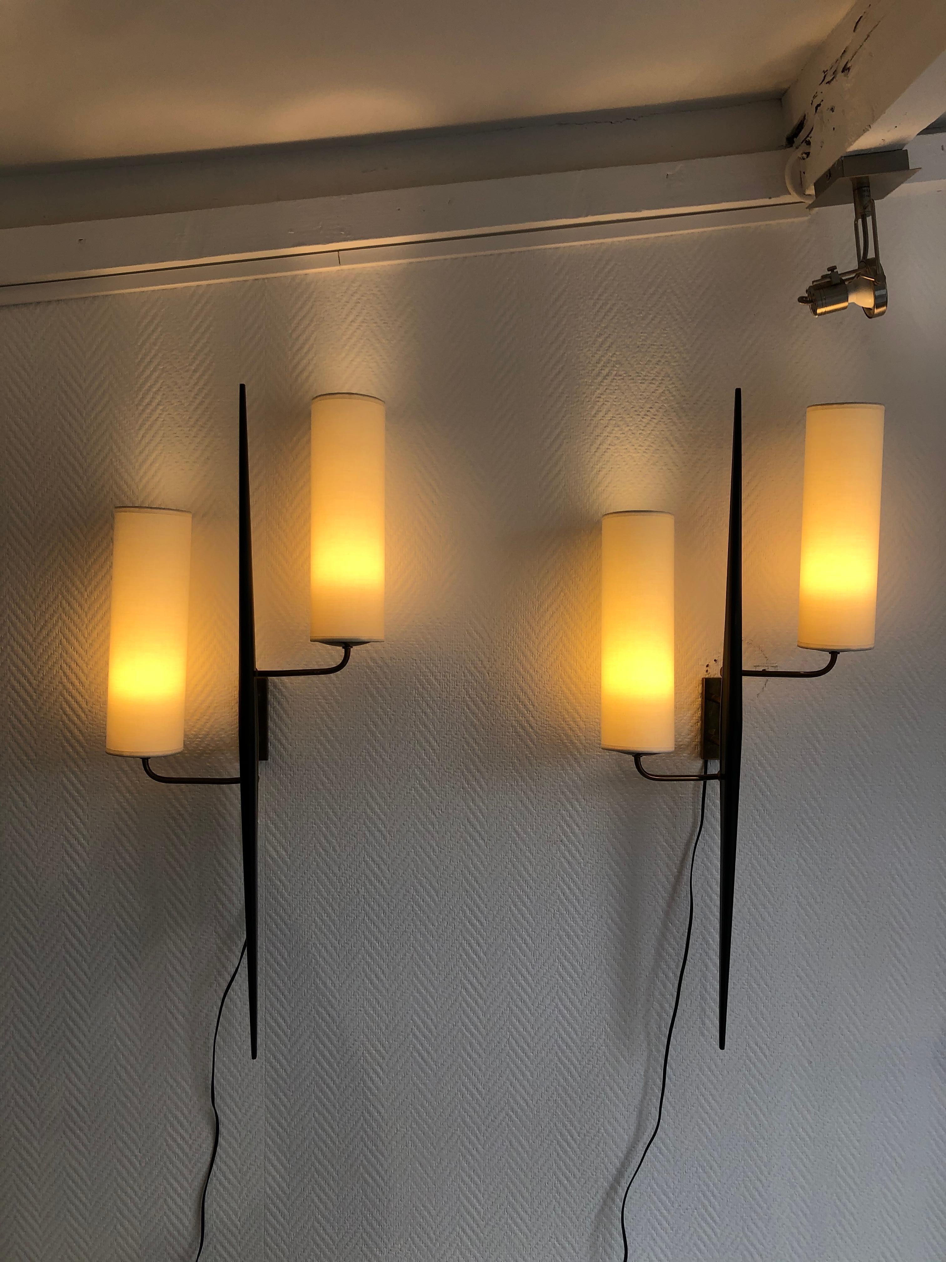 Pair of Sconces by Maison Lunel, 1950 In Good Condition For Sale In Saint-Ouen, FR
