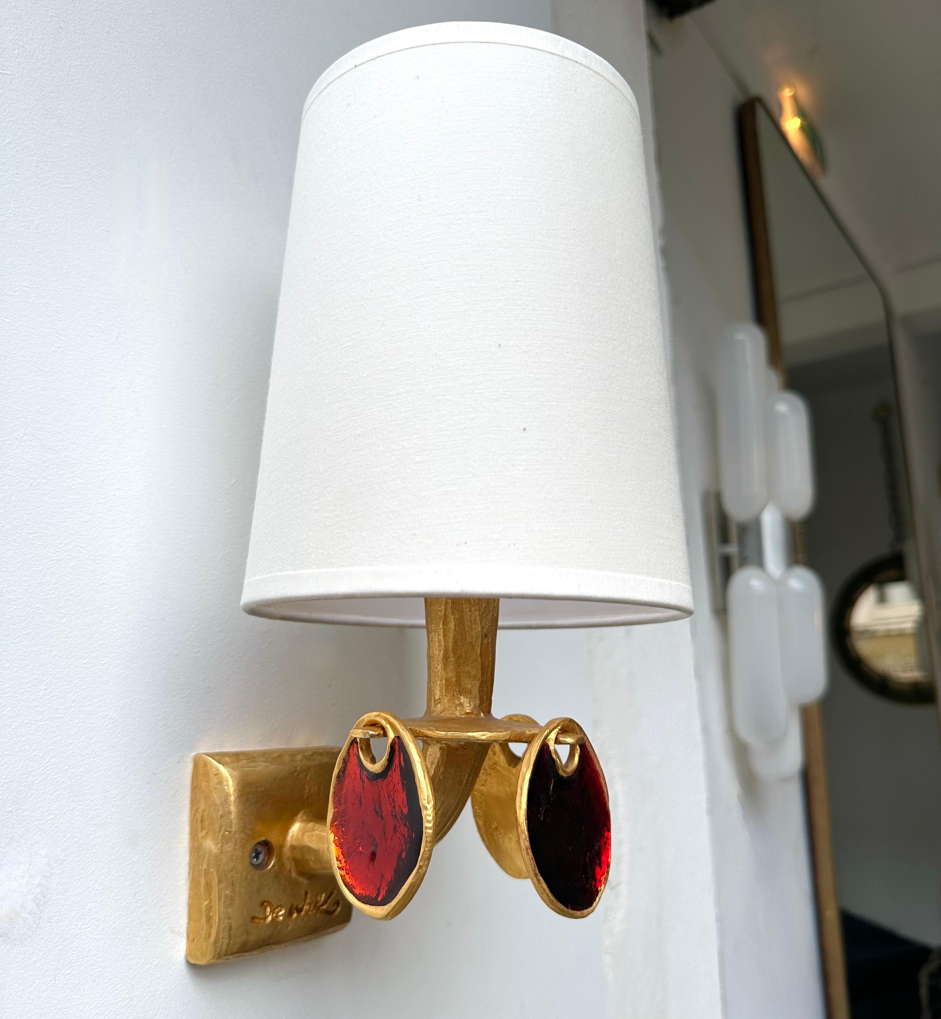 Late 20th Century Pair of Sconces by Nicolas Dewael for Fondica, France, 1990s For Sale