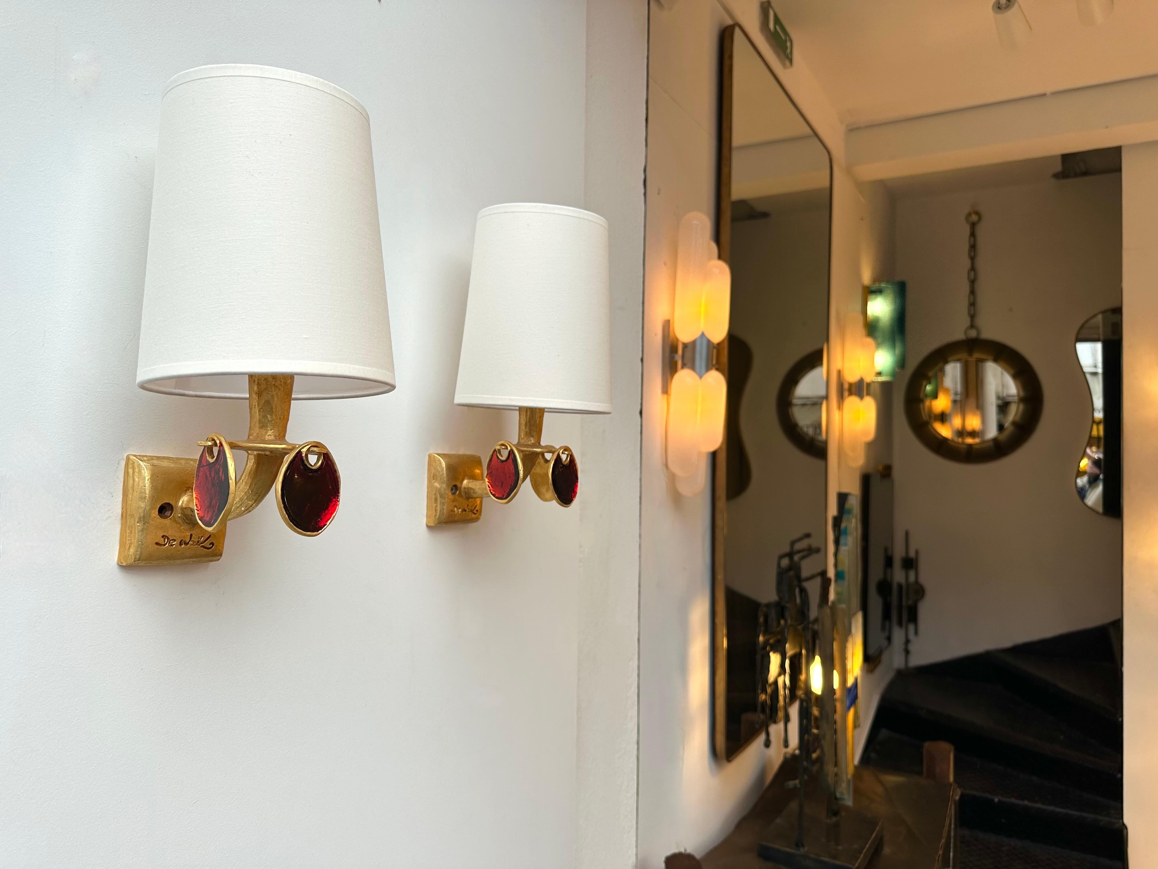 Metal Pair of Sconces by Nicolas Dewael for Fondica, France, 1990s For Sale