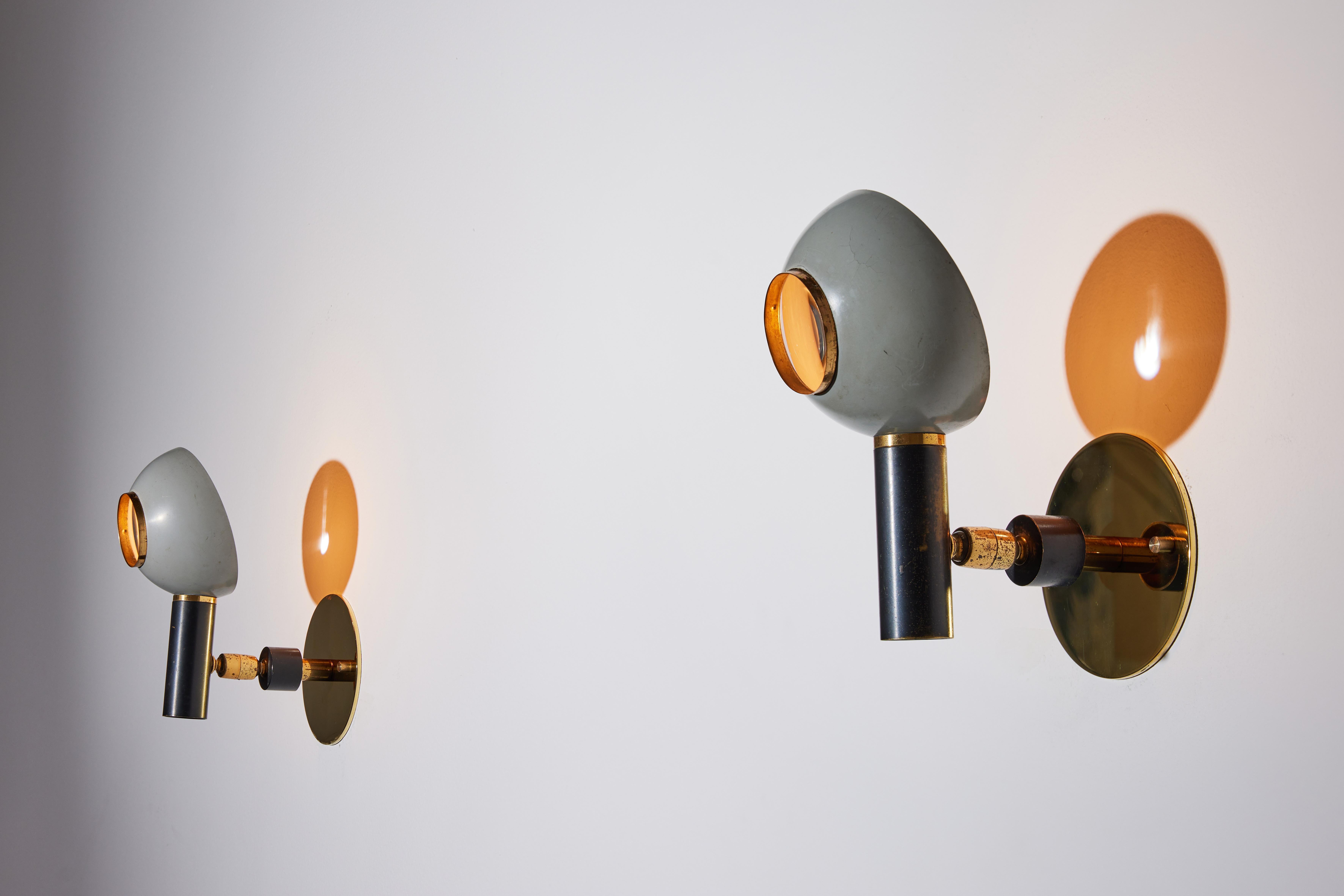 Metal Pair of Sconces by Oscar Torlasco for Lumi