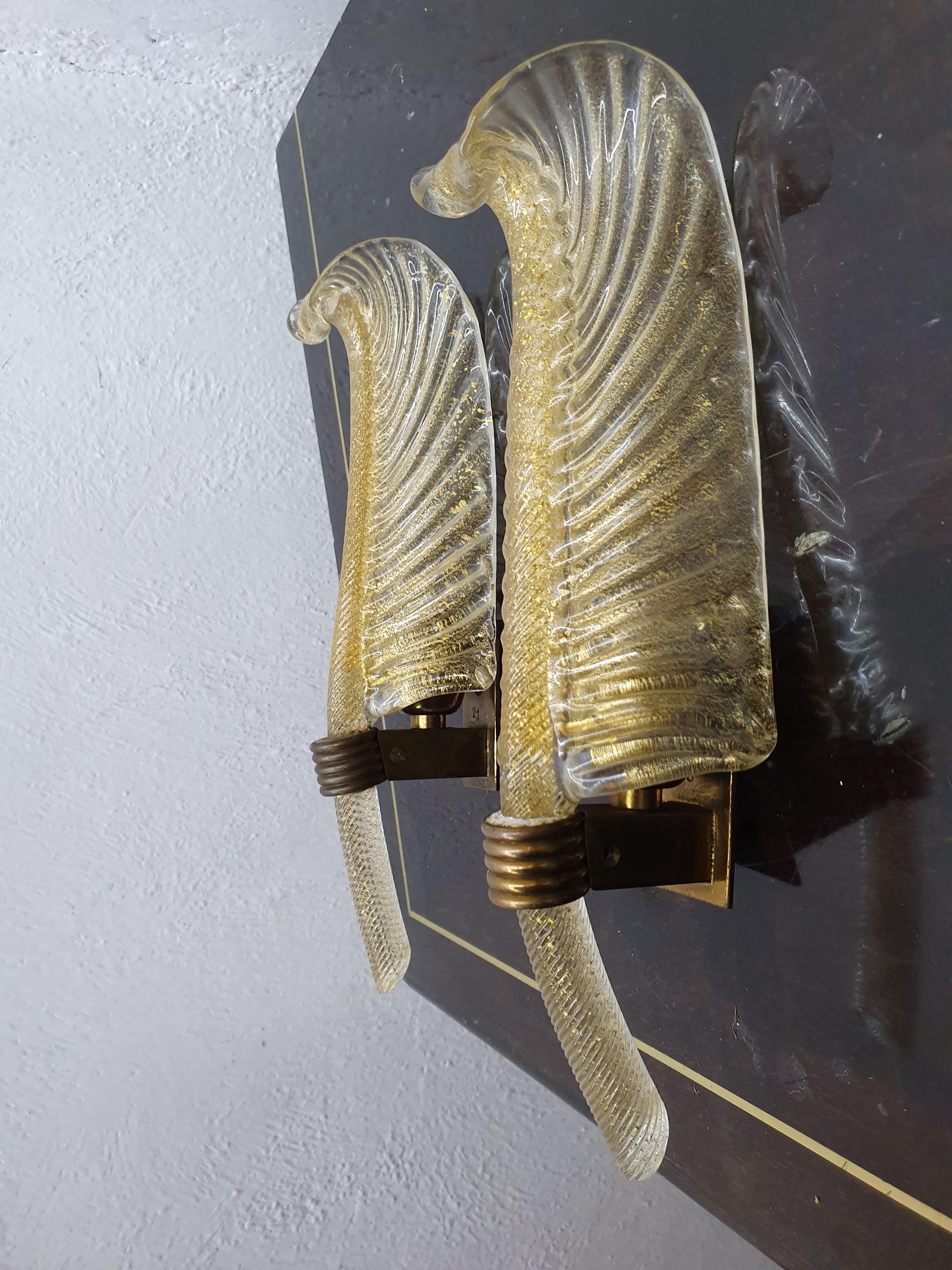 Pair of Sconces by Seguso for Veronese, Signed and Numbered, Italy, circa 1940 For Sale 3