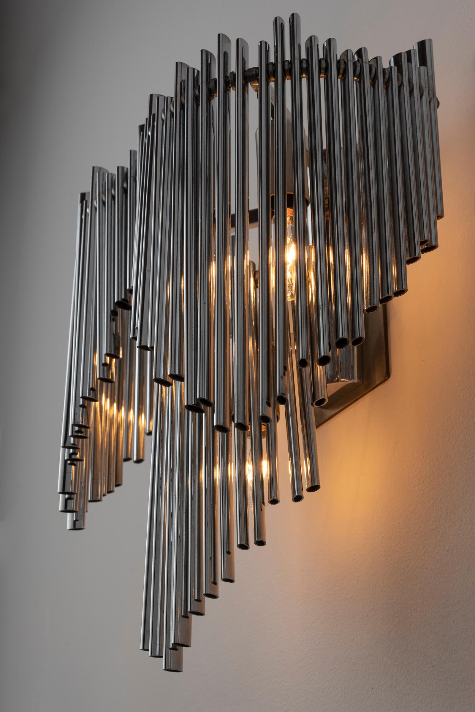 Steel Pair of Sconces by Zero Quattro Milan For Sale