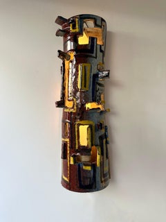 Pair of Sconces Ceramic Enameled Sculpture. Italy, 1960s