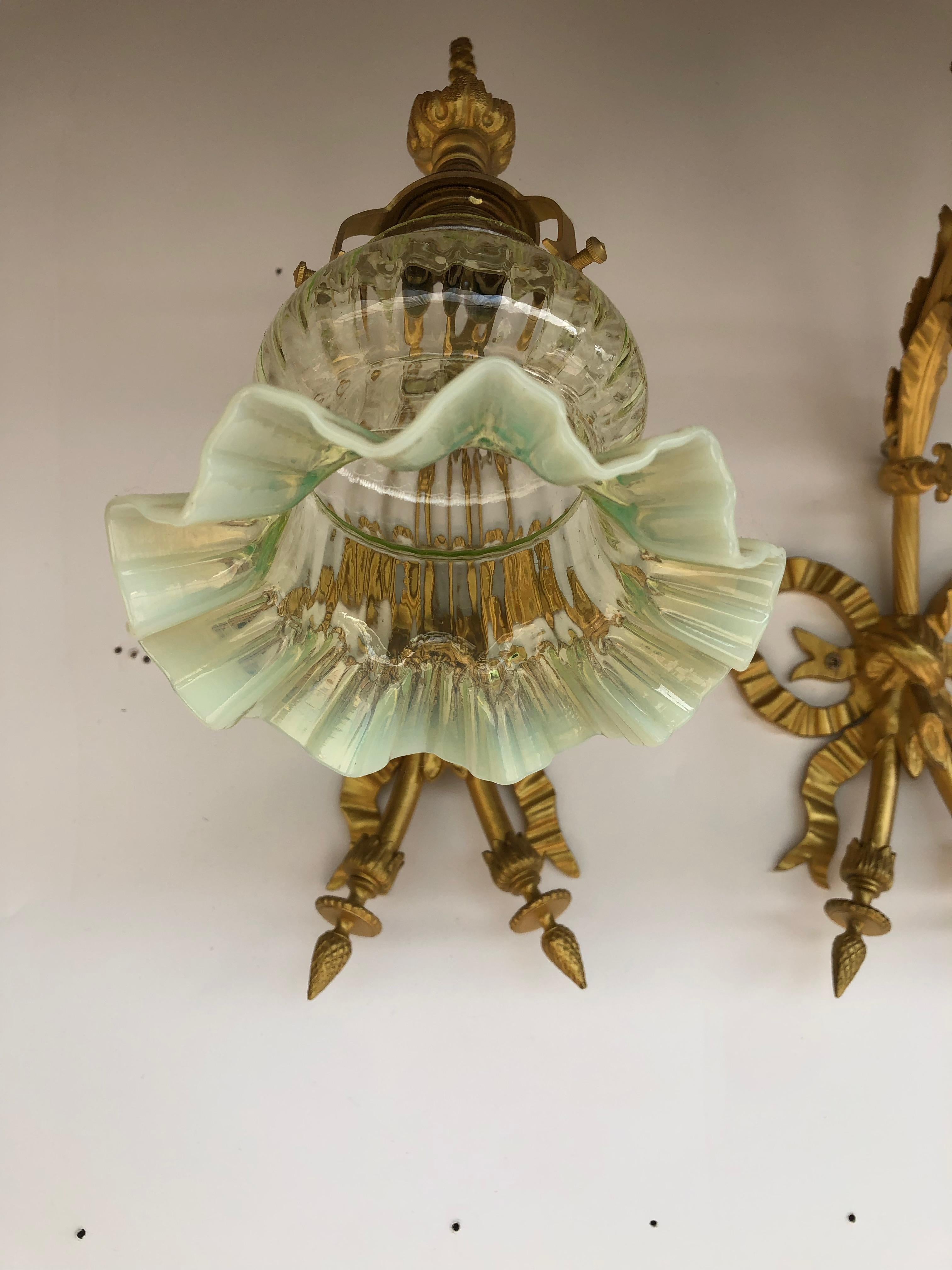 20th Century Pair of Sconces Early 20th in Bronze Louis XVI Style For Sale