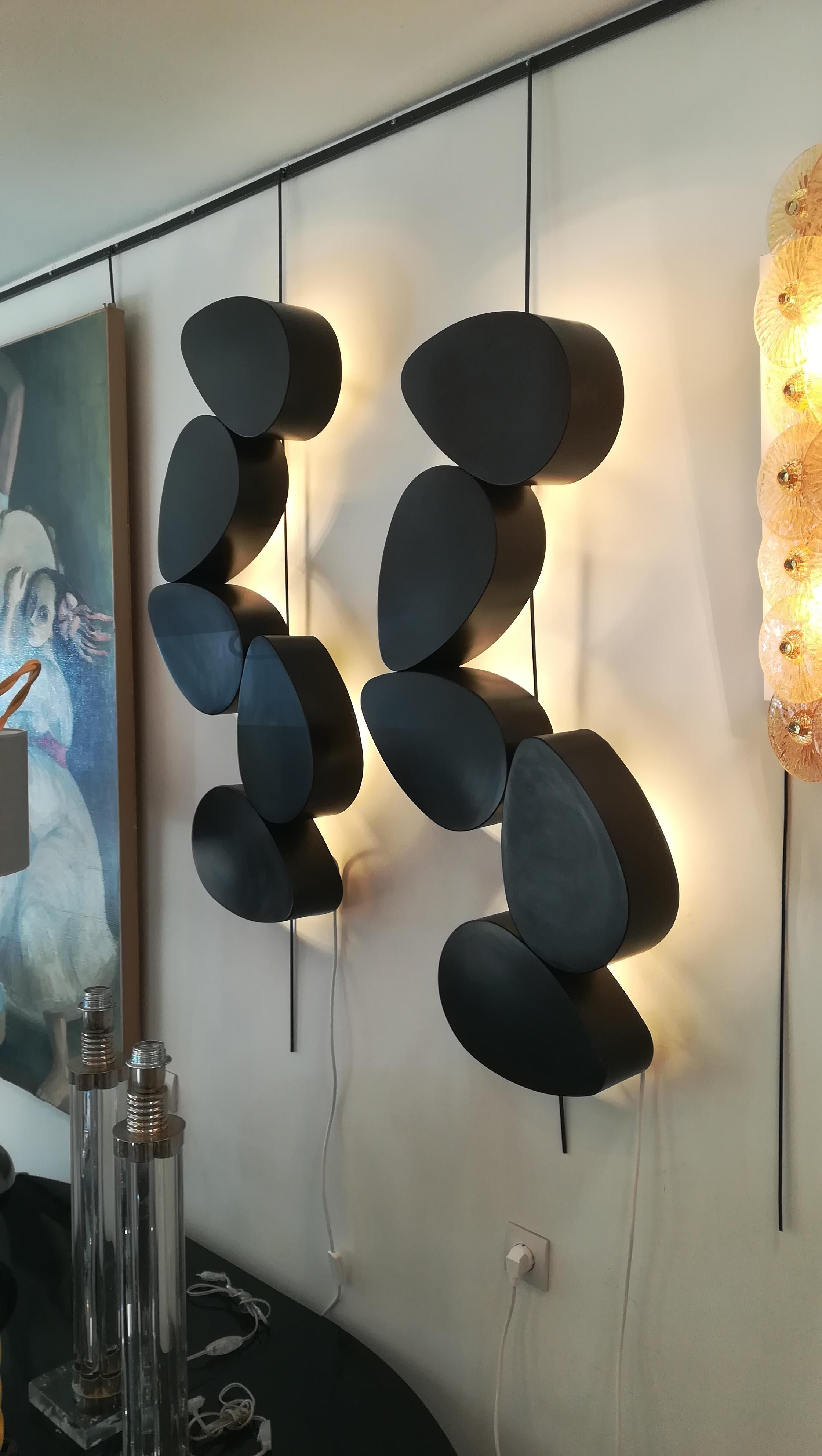 French Pair of Sconces Five Elements by Stephane Ducatteau For Sale