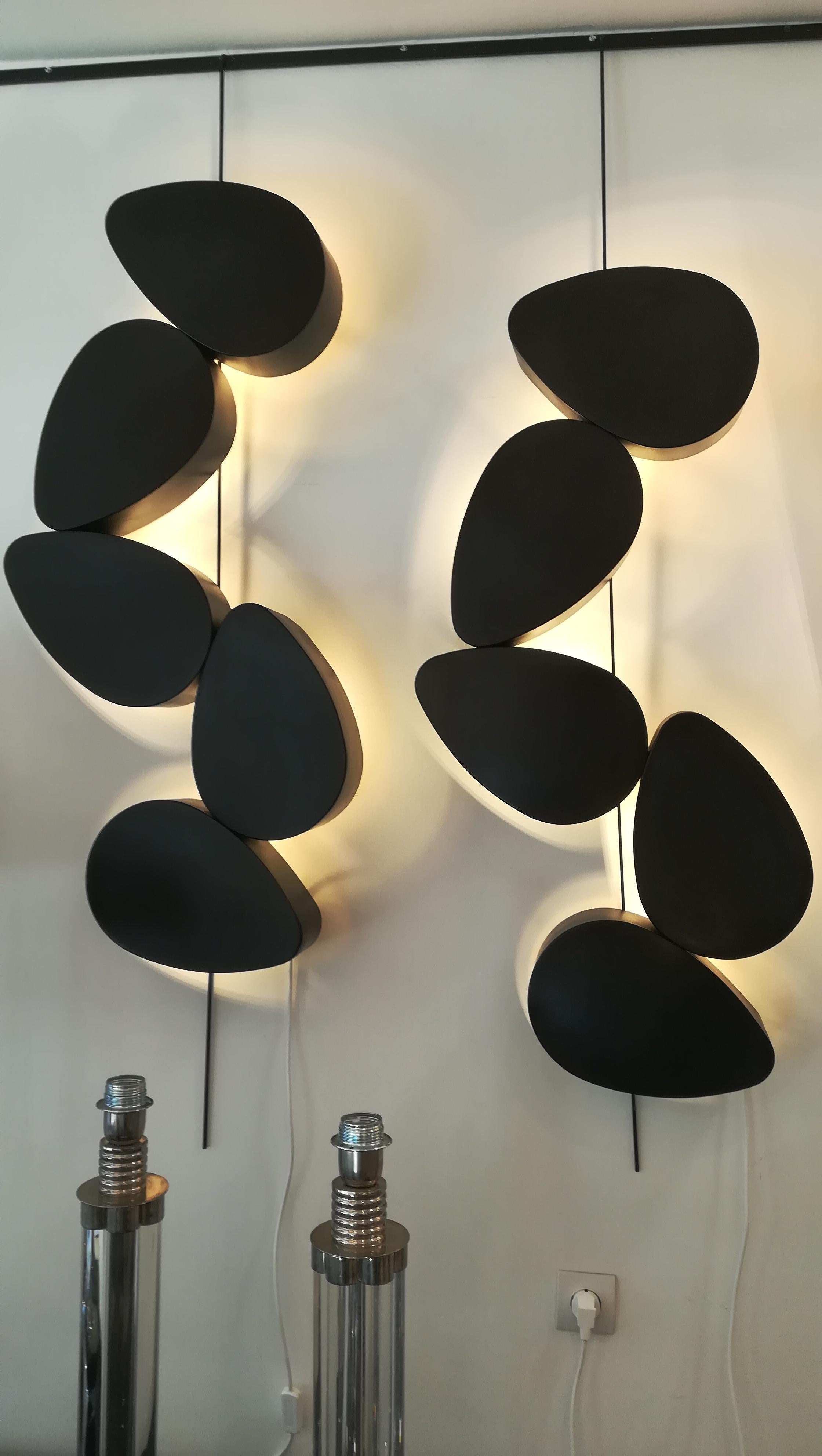 Contemporary Pair of Sconces Five Elements by Stephane Ducatteau For Sale