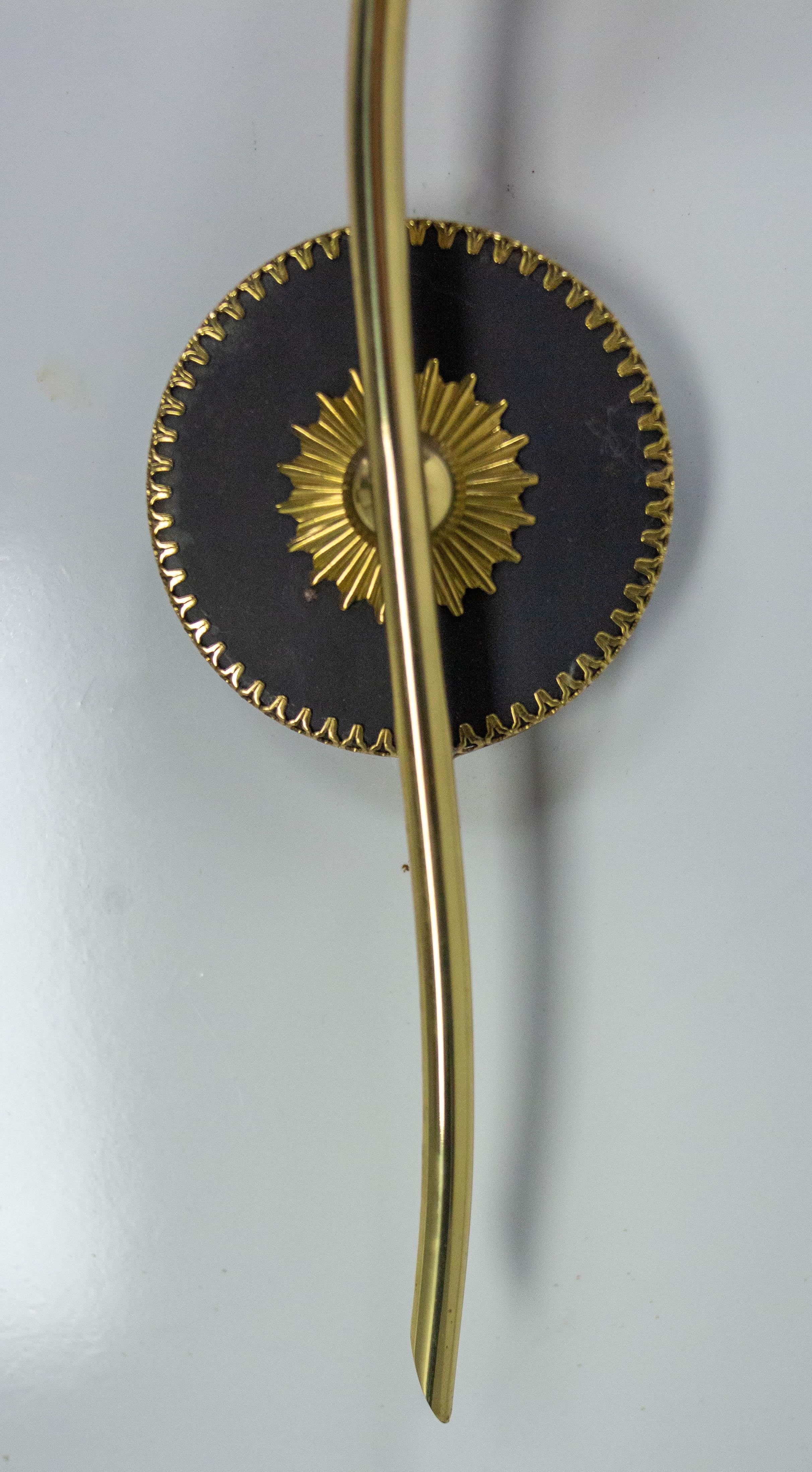 Coppia di appliques in vetro nero e cromo dorato circa 1960 Stile Arlus Francia in vendita 4