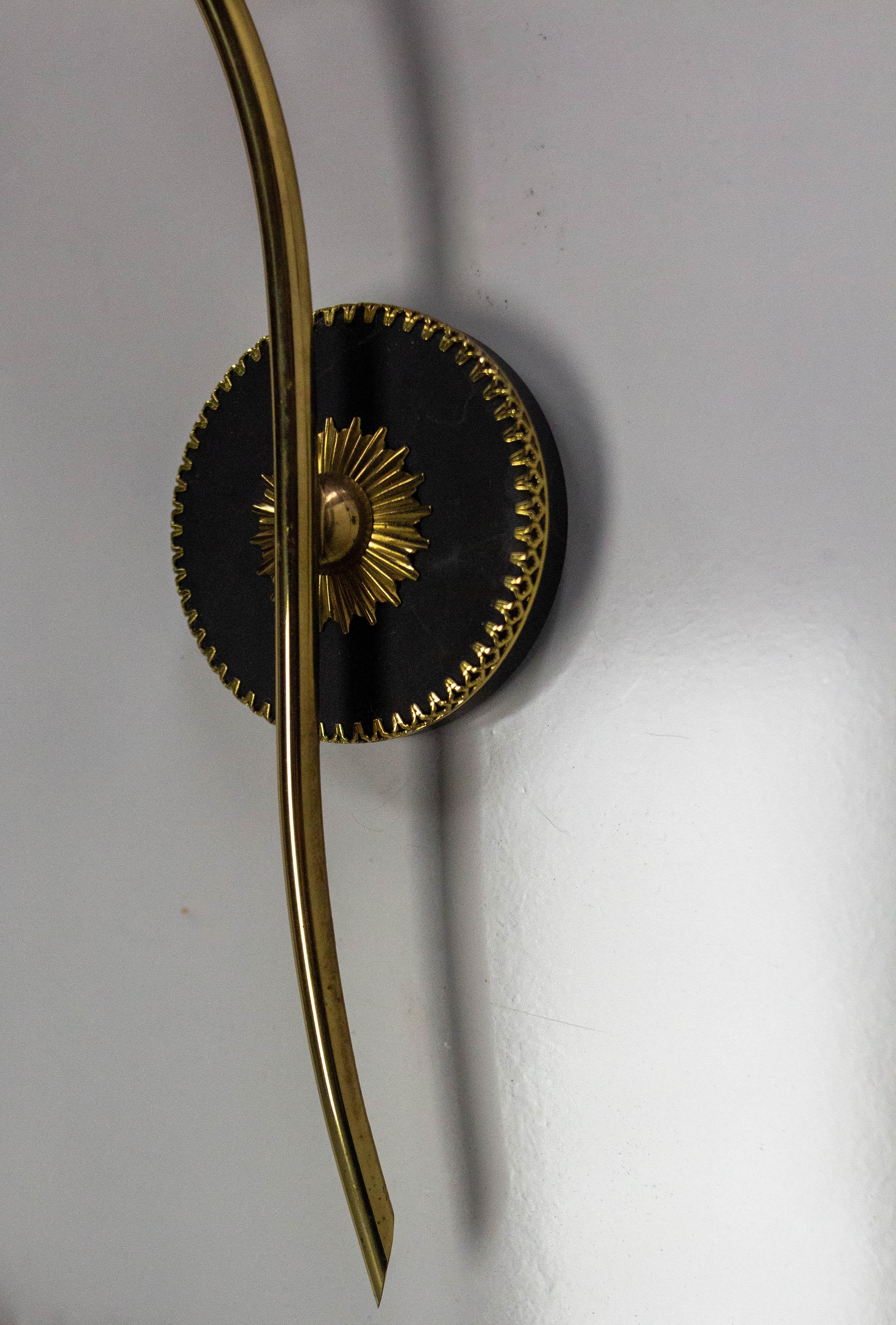 Coppia di appliques in vetro nero e cromo dorato circa 1960 Stile Arlus Francia in vendita 2