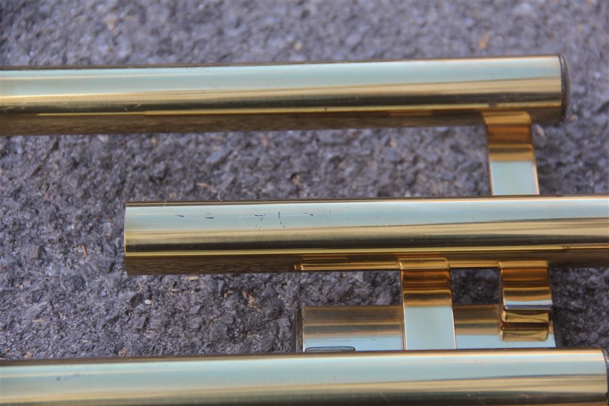 Pair of Sconces Geometric Gold Brass Italian Design 1970s Modernist Shape 3