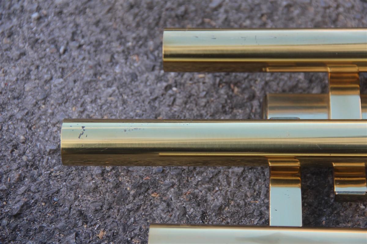 Pair of Sconces Geometric Gold Brass Italian Design 1970s Modernist Shape 4