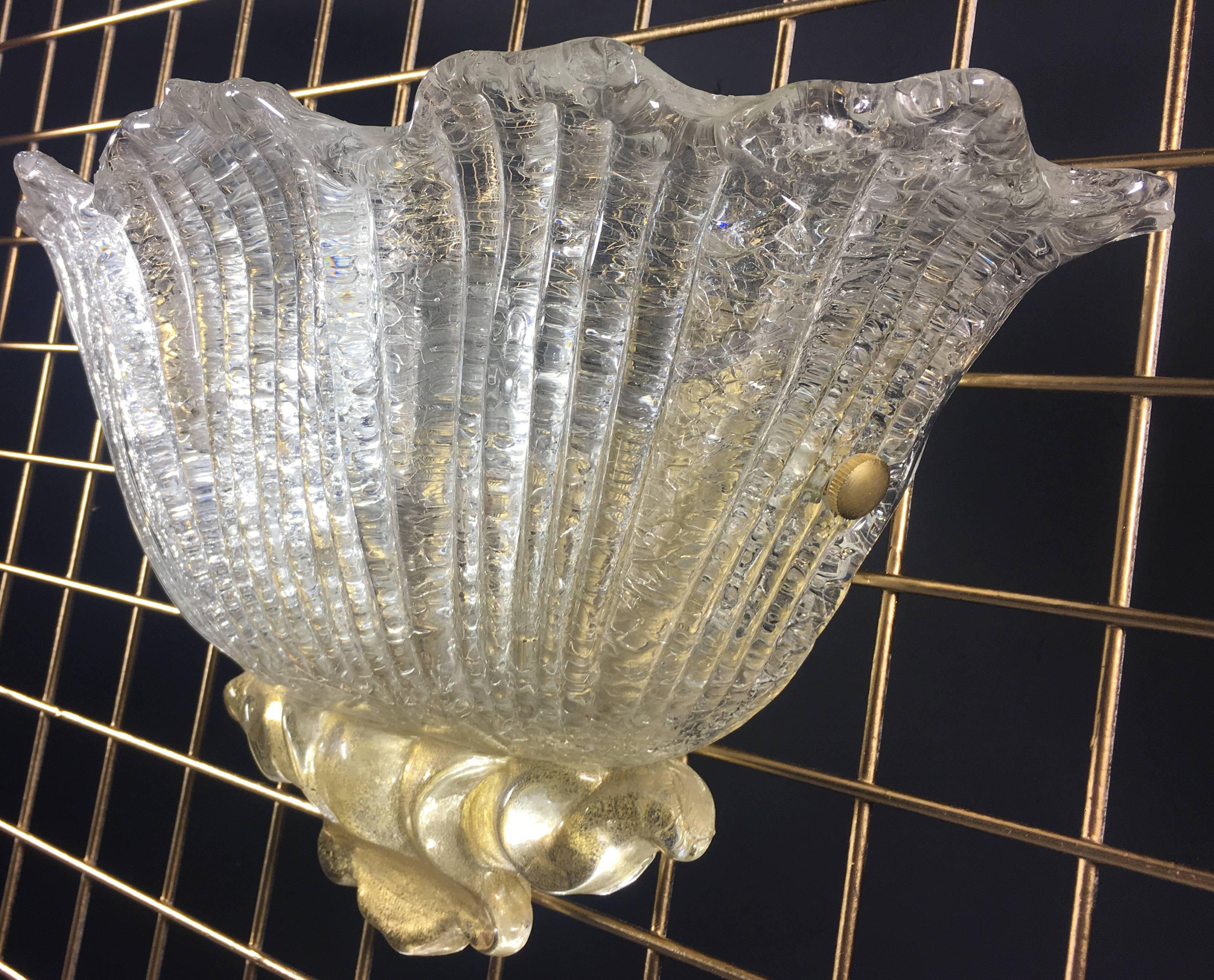 Coppia di lampade a incasso in oro stile Barovier & Toso, Murano, 1980 In condizioni ottime in vendita a Budapest, HU