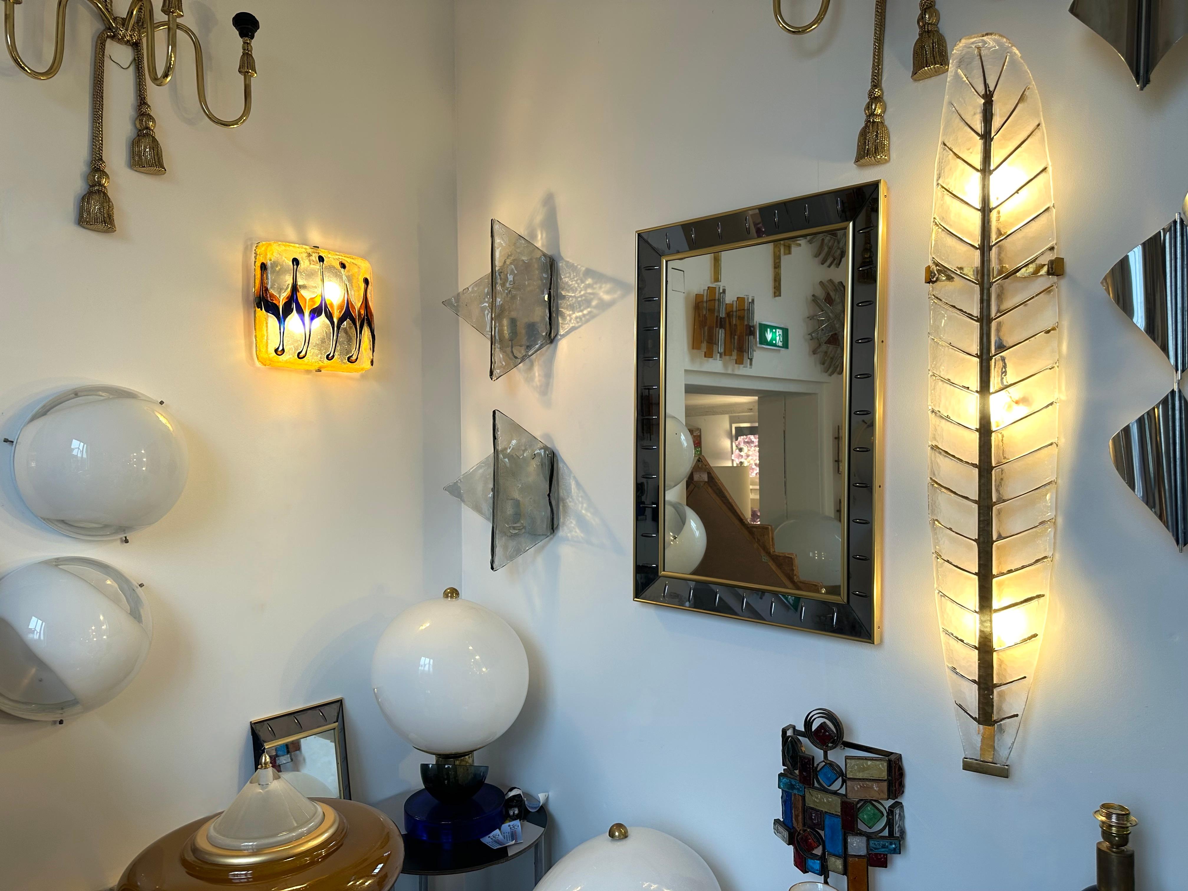 Mid-Century Modern Pair of Sconces Harlequin Murano Glass. Italy, 1970s For Sale